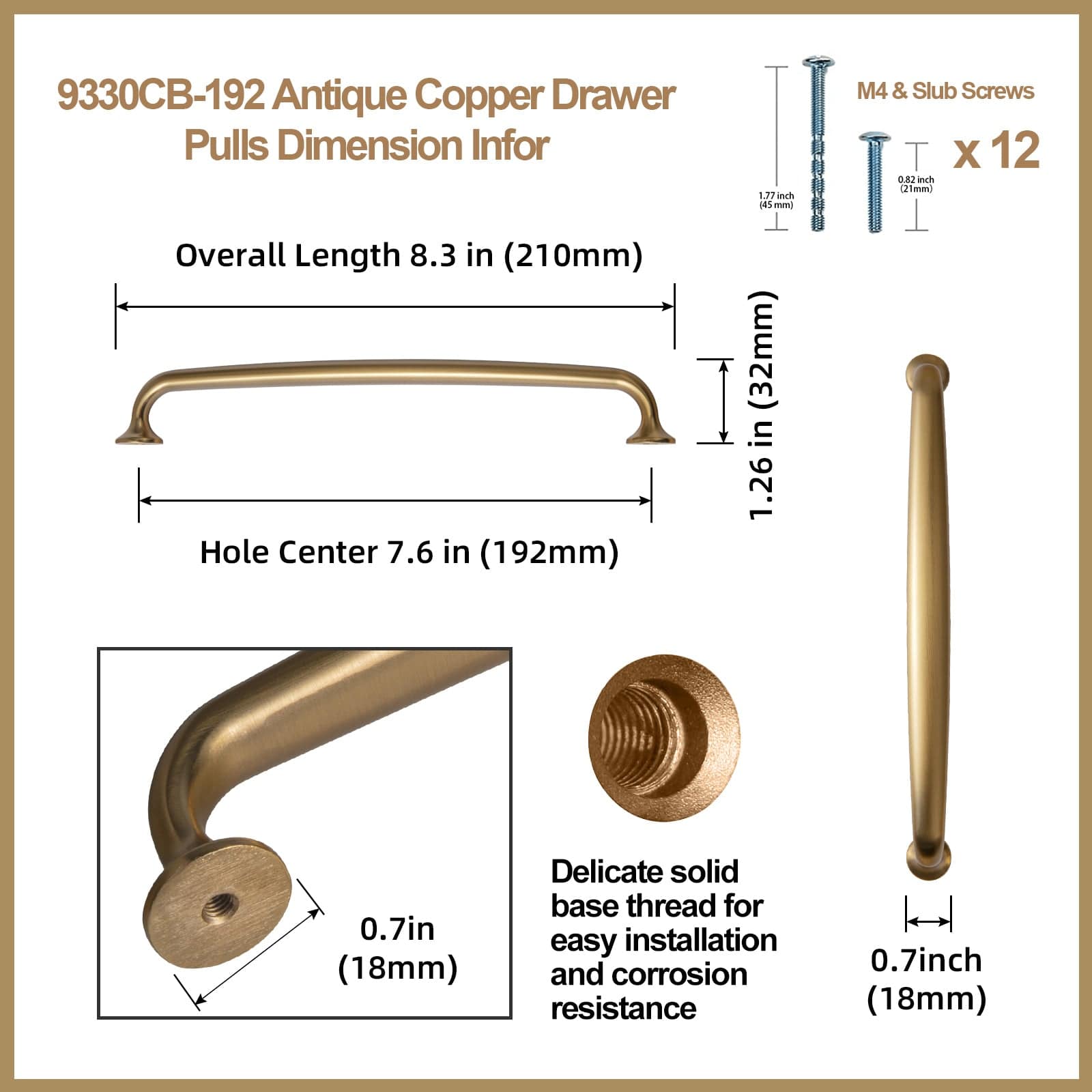 Goo-Ki Antique Bronze Drawer Pulls Solid Vintage Retro Bar Pull Furniture Hardware