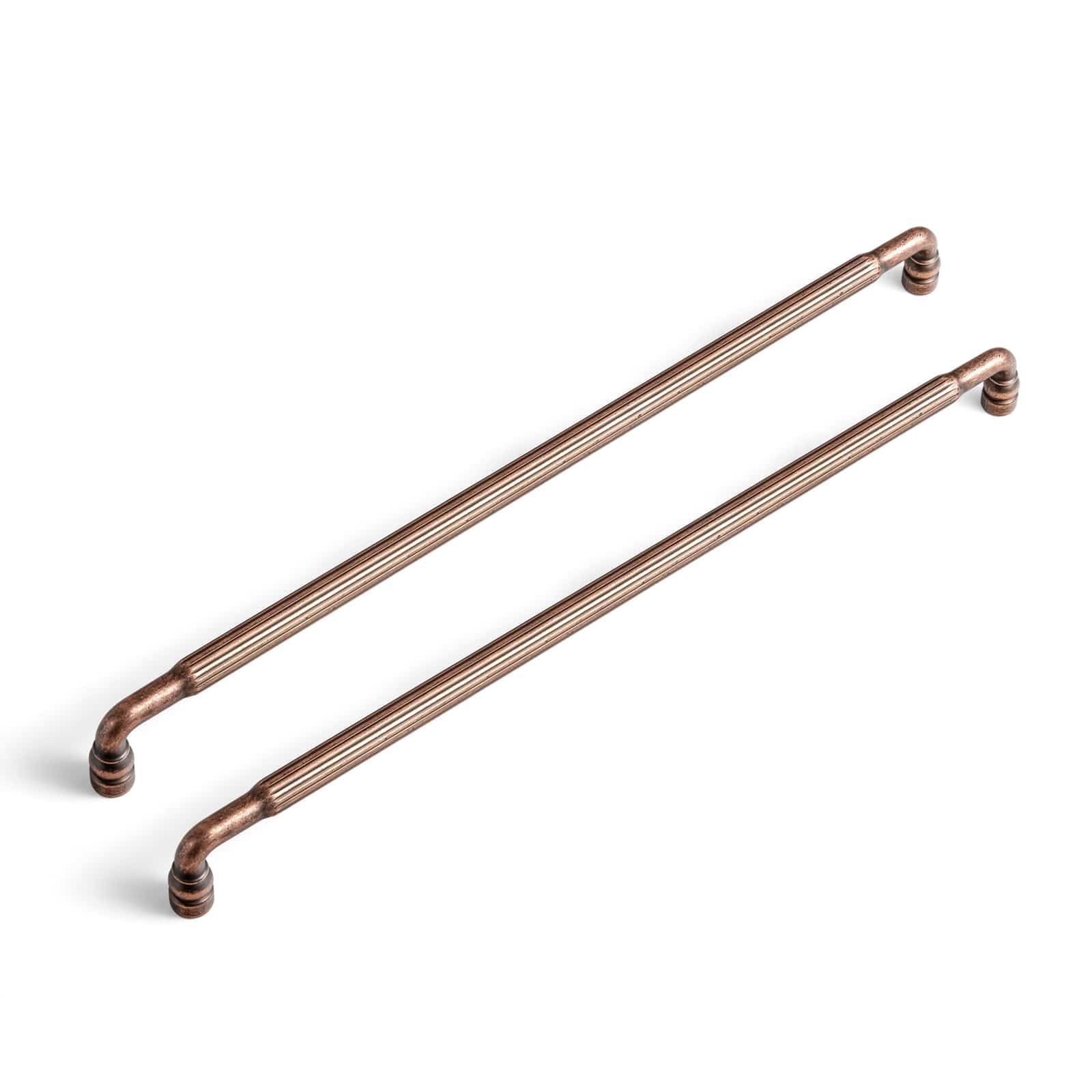 Goo-Ki Antique Copper / 12.6'' Hole Center / 6 Pack Industrial Decorative Cabinet Pulls Unique L-shaped Drawer Handles with Textured Grip