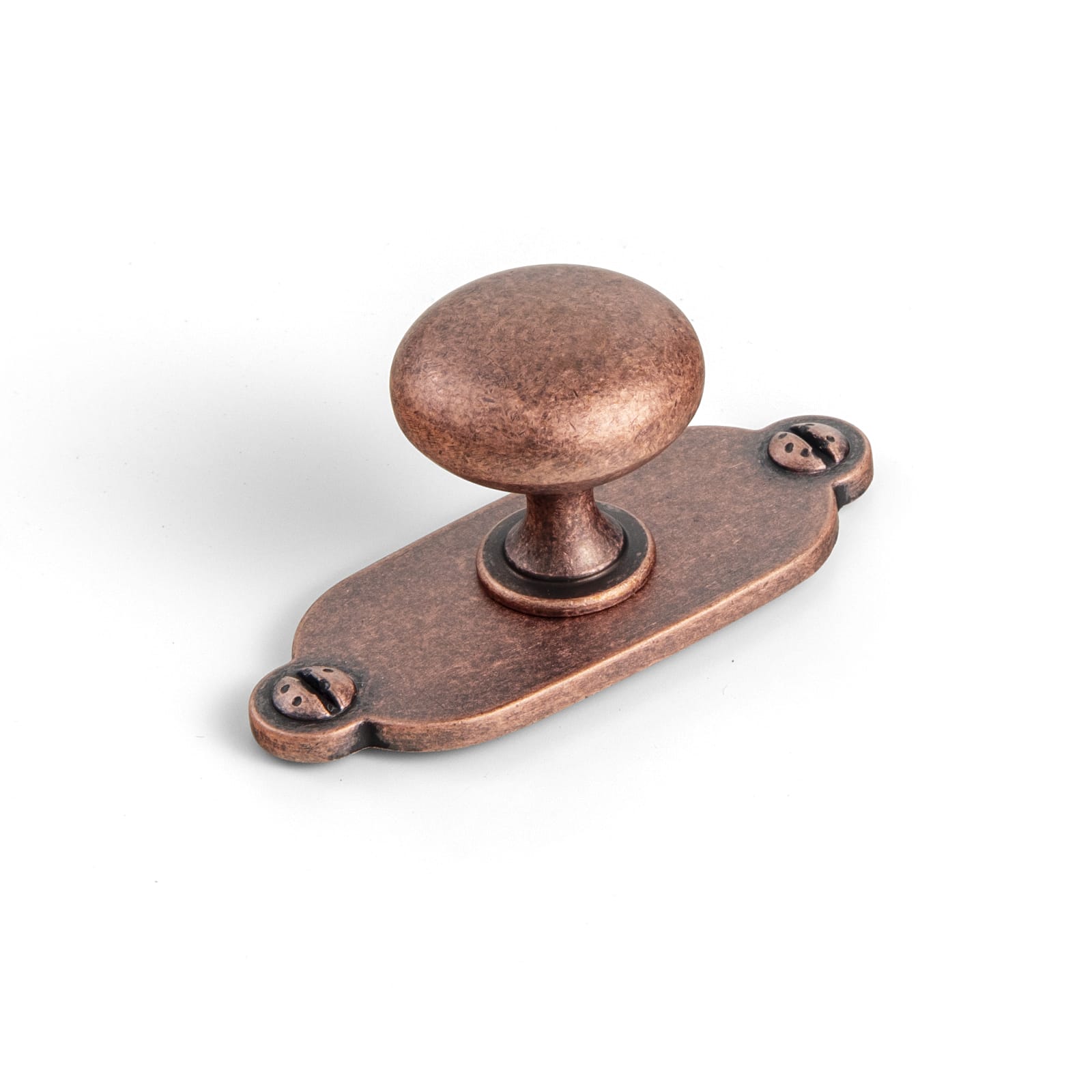 Goo-Ki Antique Copper / G013 / Large 6 Pack Antique Brass Zinc Alloy Cabinet Knob with Back Plate Single Hole Center Cabinet Hardware for Bedroom Kitchen