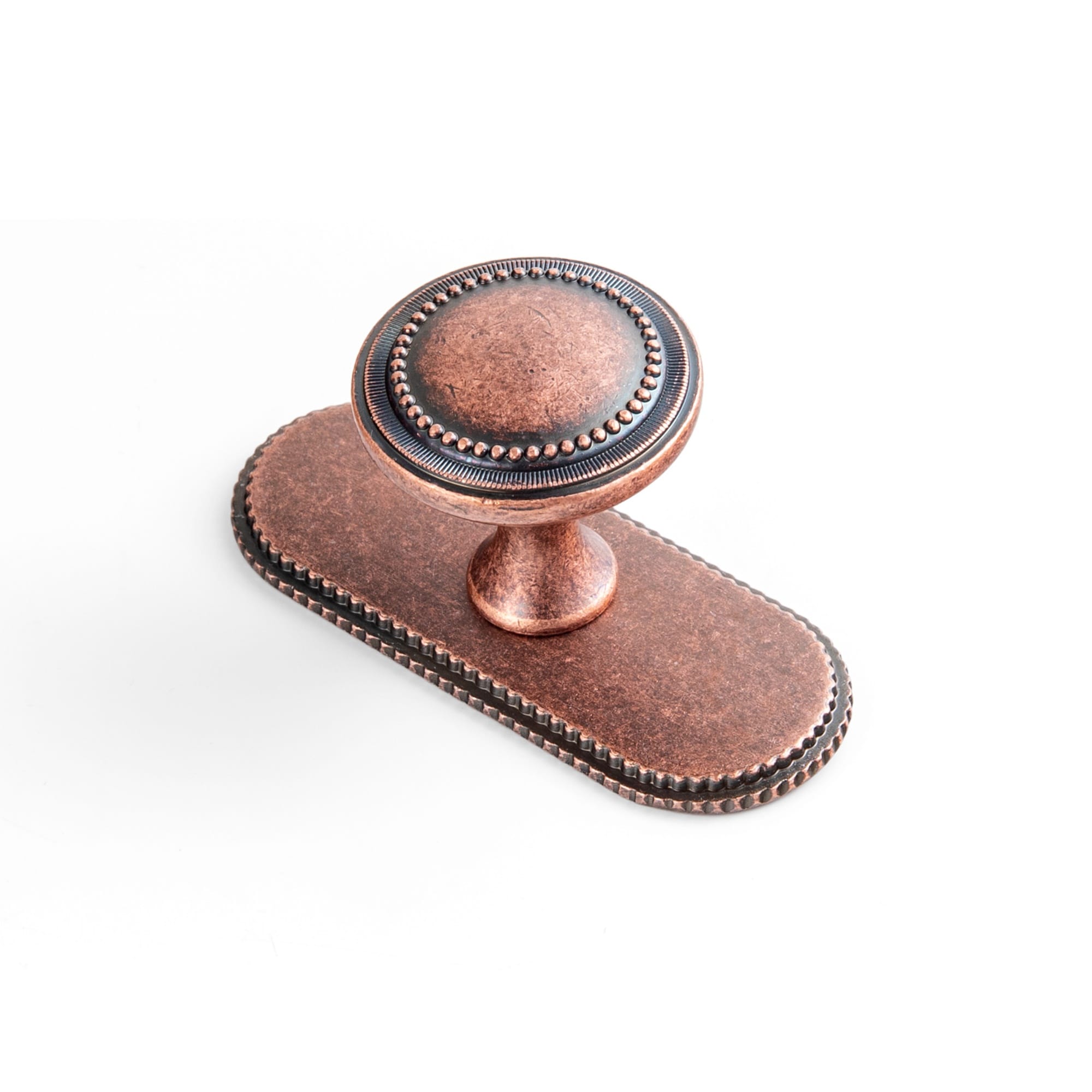 Goo-Ki Antique Copper / G019 / 6 Pack Antique Brass Zinc Alloy Cabinet Knob with Delicate Decorative Back Plate Set