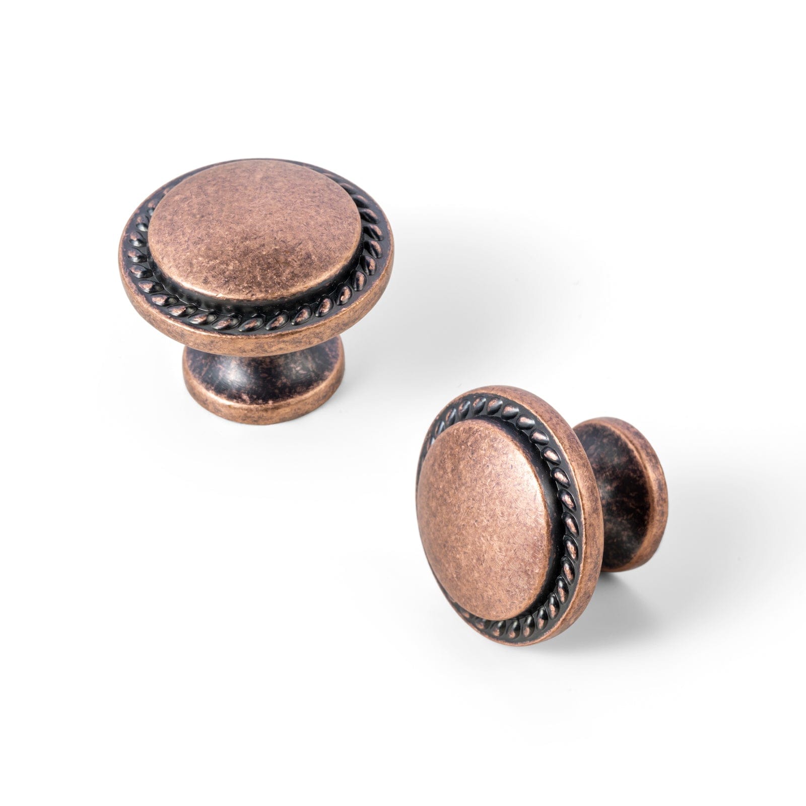 Goo-Ki Antique Copper / Knob / 12 Pack Classic Round Design Cabinet Knobs with Wheatear Border for Kitchen Drawers