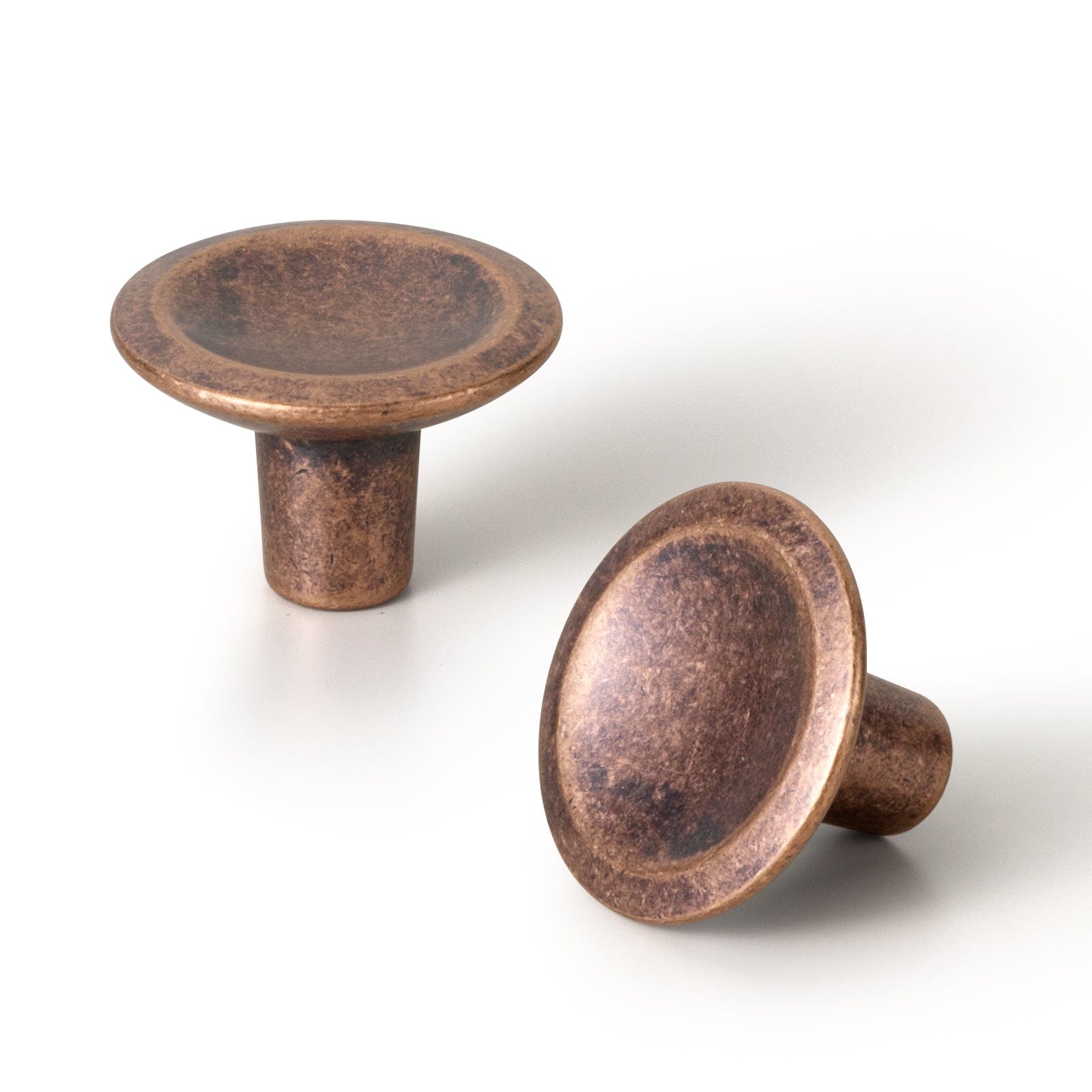 Goo-Ki Antique Copper / Knob / 6 Pack Round Vintage Cabinet Knobs Concave Design with Tapered Base Kitchen Drawer Hardware