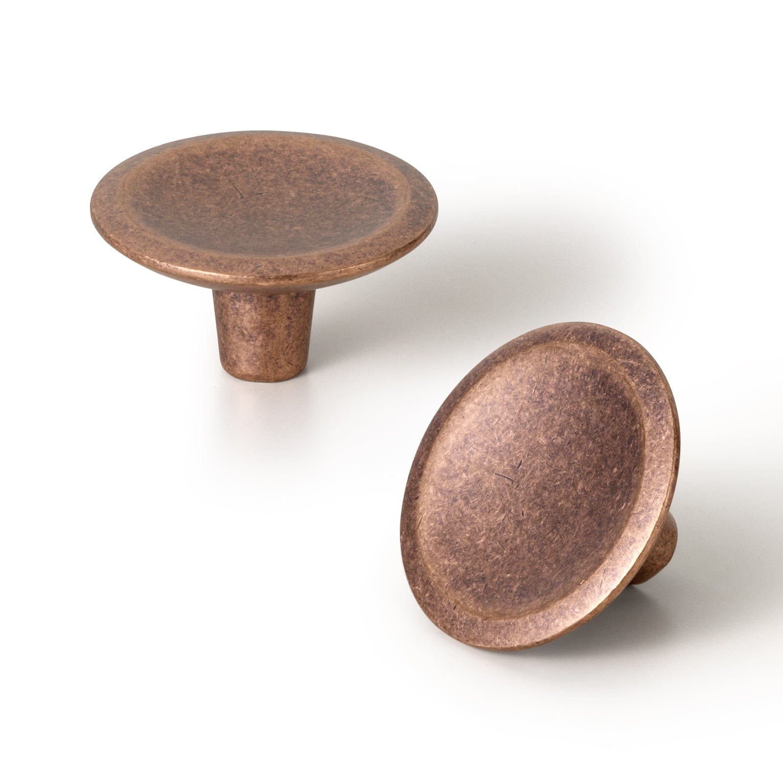 Goo-Ki Antique Copper / Knob Plus / 6 Pack Round Vintage Cabinet Knobs Concave Design with Tapered Base Kitchen Drawer Hardware