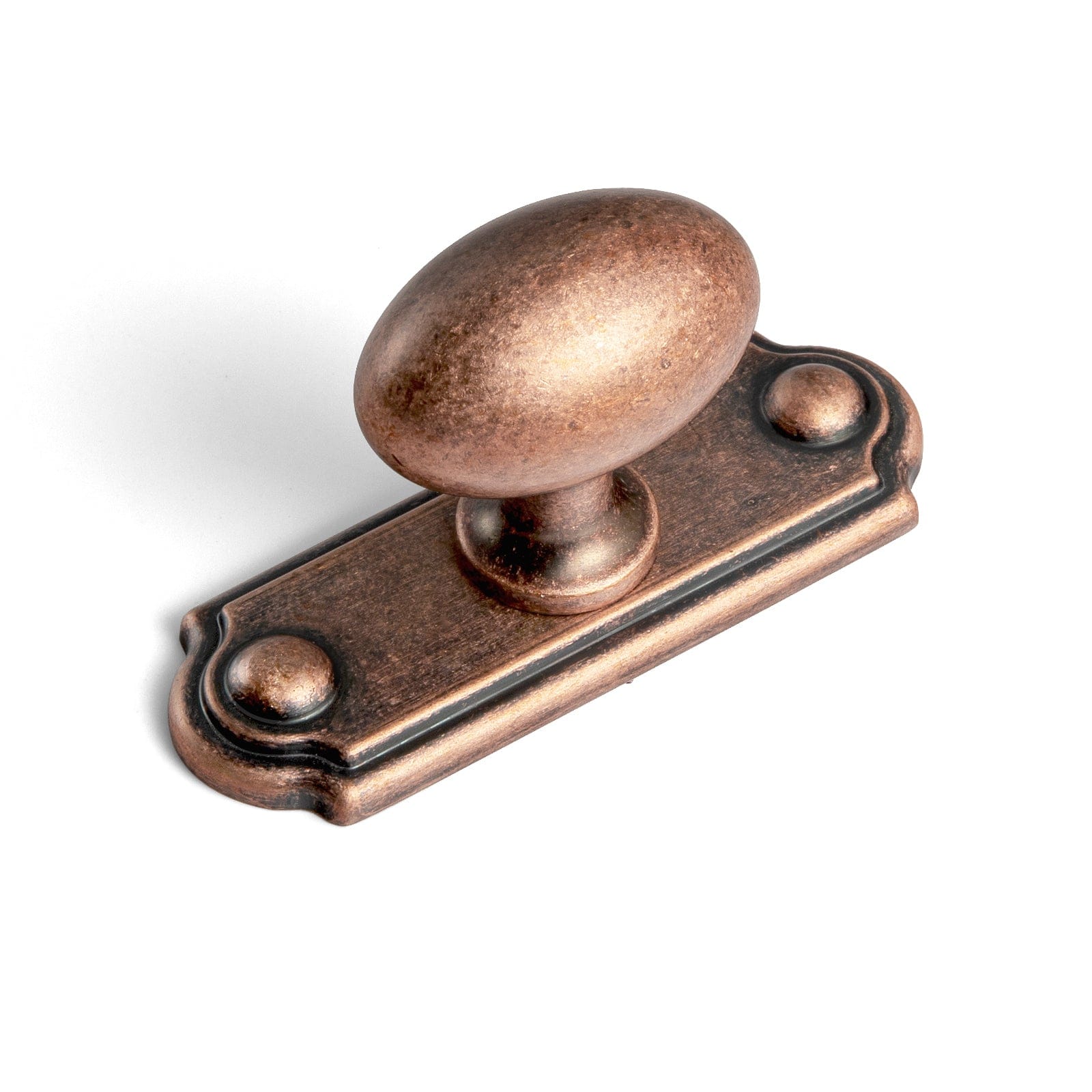 Goo-Ki Antique Copper / Knob with Rectangle Back Plate C / 6 Pack Antique Oval Cabinet Knobs Zinc Alloy 1.4 Inch Diameter Drawer Knobs