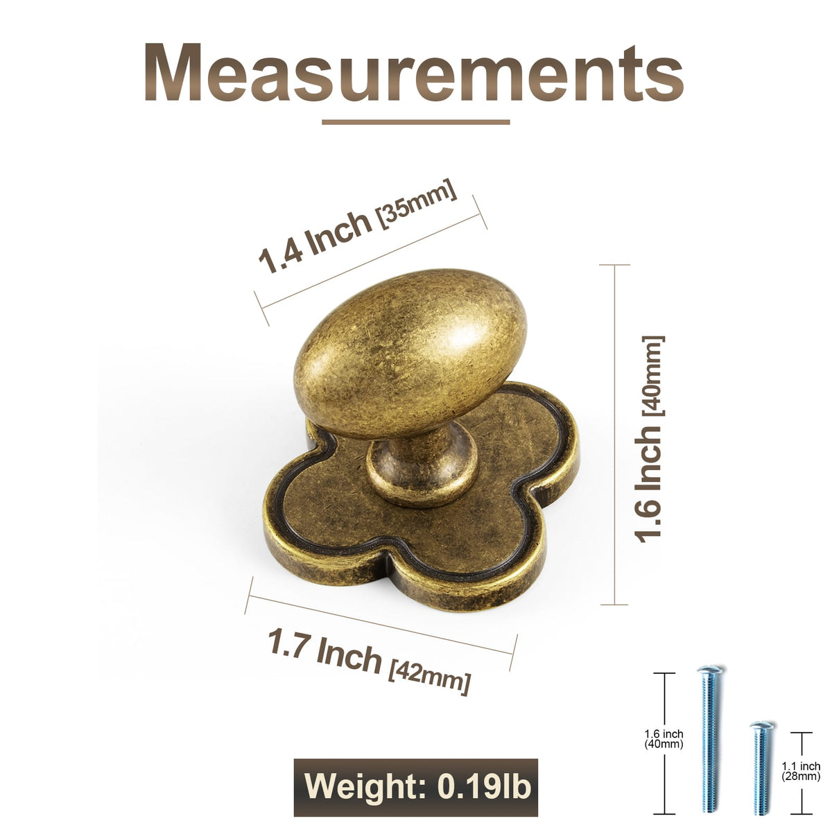 Goo-Ki Antique Oval Cabinet Knobs Zinc Alloy 1.4 Inch Diameter Drawer Knobs