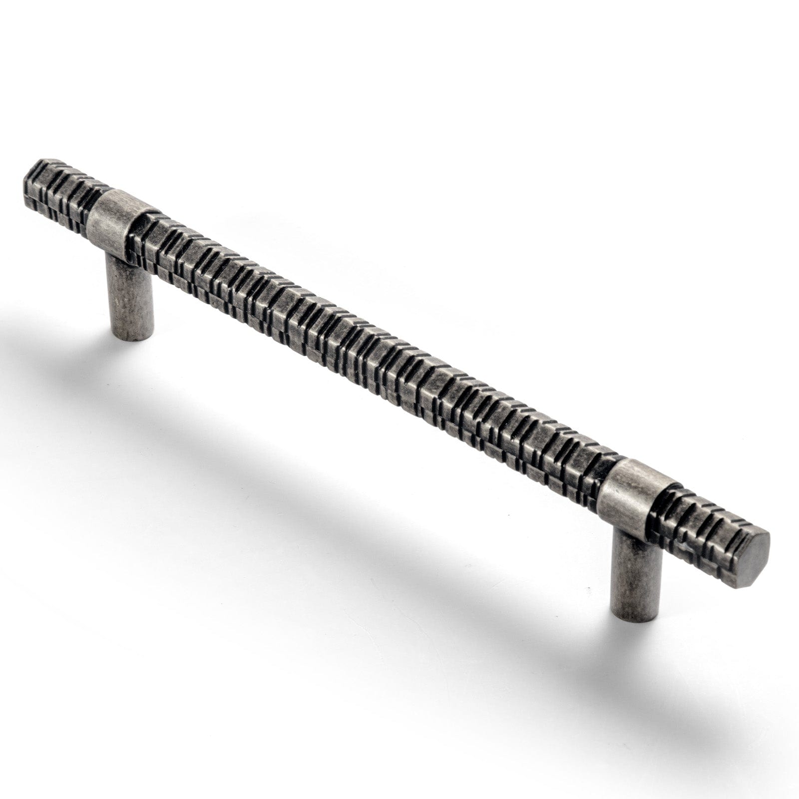 Goo-Ki Antique Silver / 5'' Hole Center / 6 Pack Vintage Kitchen Cabinet T-Bar Pulls Knurled Antique Cabinet Handles