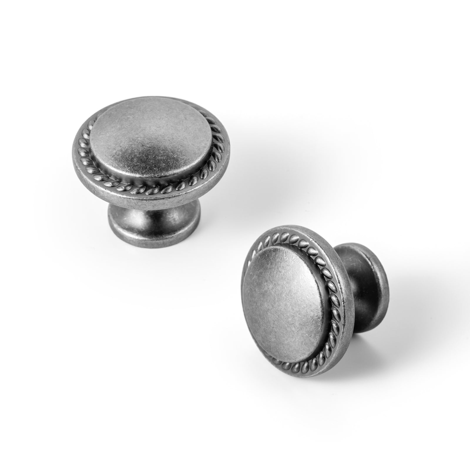 Goo-Ki Antique Silver / Knob / 12 Pack Classic Round Design Cabinet Knobs with Wheatear Border for Kitchen Drawers