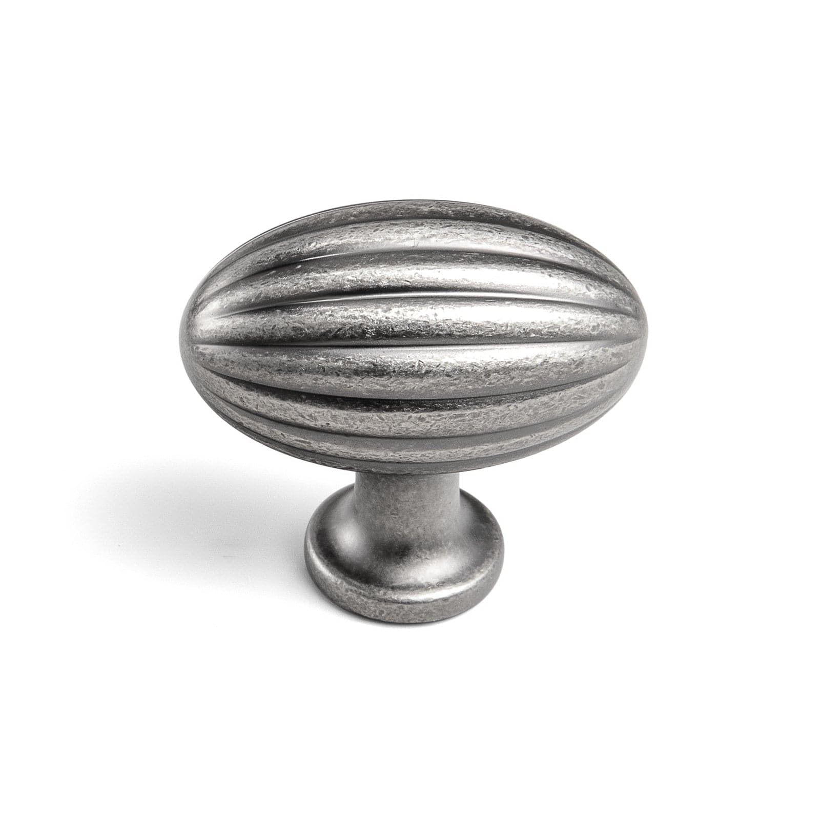 Goo-Ki Antique Silver / Knob / 6 Pack Vintage Ribbed Oval Zinc Alloy Cabinet Knobs - Sturdy Hardware for Kitchen