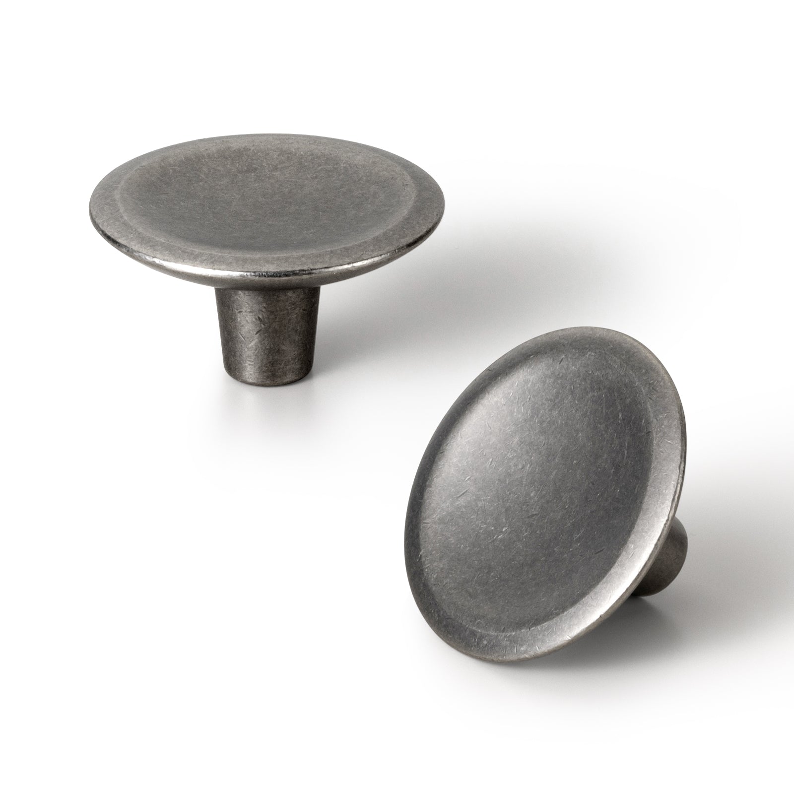 Goo-Ki Antique Silver / Knob Plus / 6 Pack Round Vintage Cabinet Knobs Concave Design with Tapered Base Kitchen Drawer Hardware