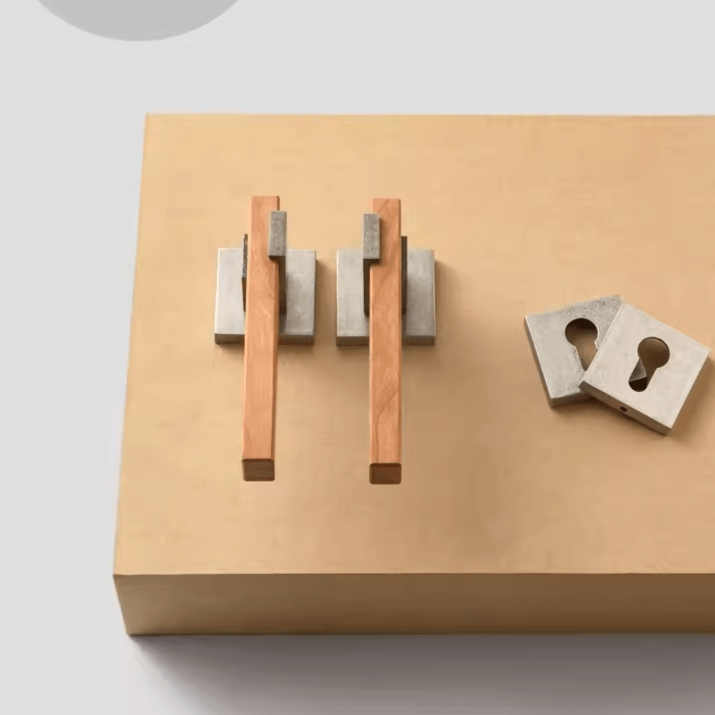 Goo-Ki Antique Silver / With Keys North America Cherry Wood Door Handle Set for Bedroom Household Antique Silver Door Lock