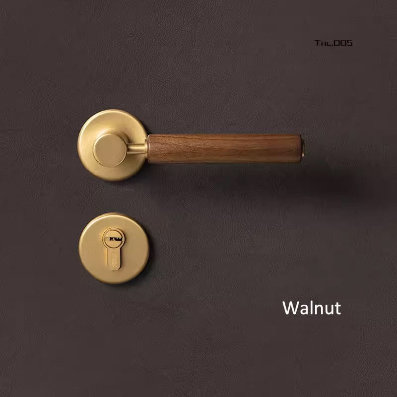 Goo-Ki Black Walnut / All Set Soild Brass Mute Door Lock Black Walnut Door Lock Handle Anti-theft Gate Lock