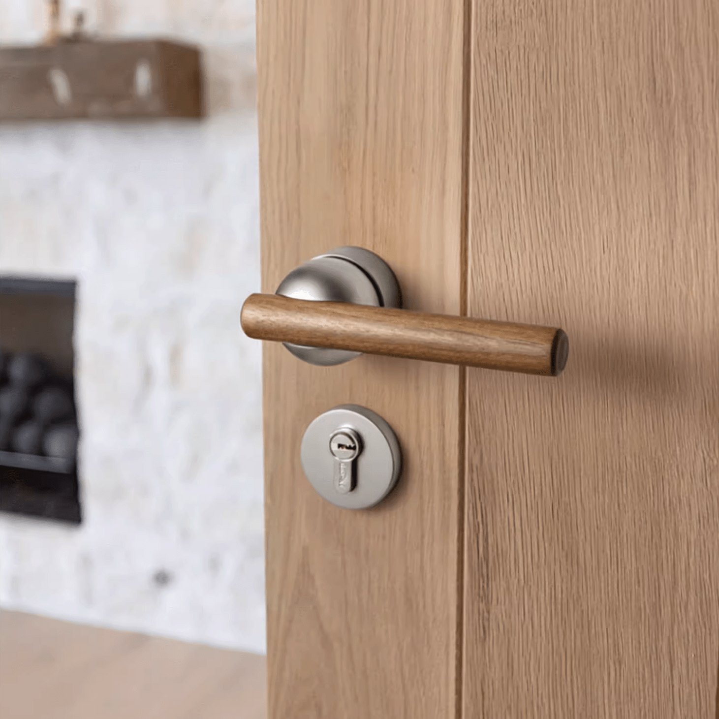 Goo-Ki Black Walnut Door Lock Bedroom Interior Door Handle Anti-theft Home Security Door Lock