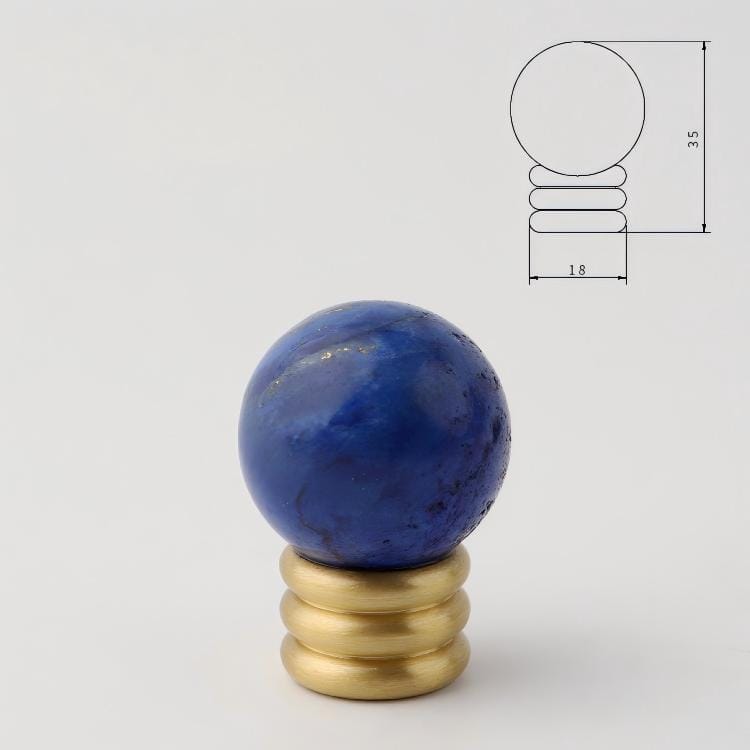 Goo-Ki Blue (Jade) / X-Large / 6 Pack Crystal Jade Stone Knob Mid-Century Brass Cabinet Handle Furniture Hardware