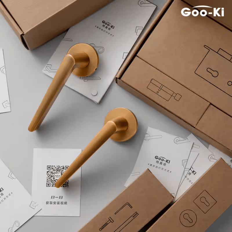 Goo-Ki Bronze Simple Universal Indoor Key Door Lock Security Door Handles