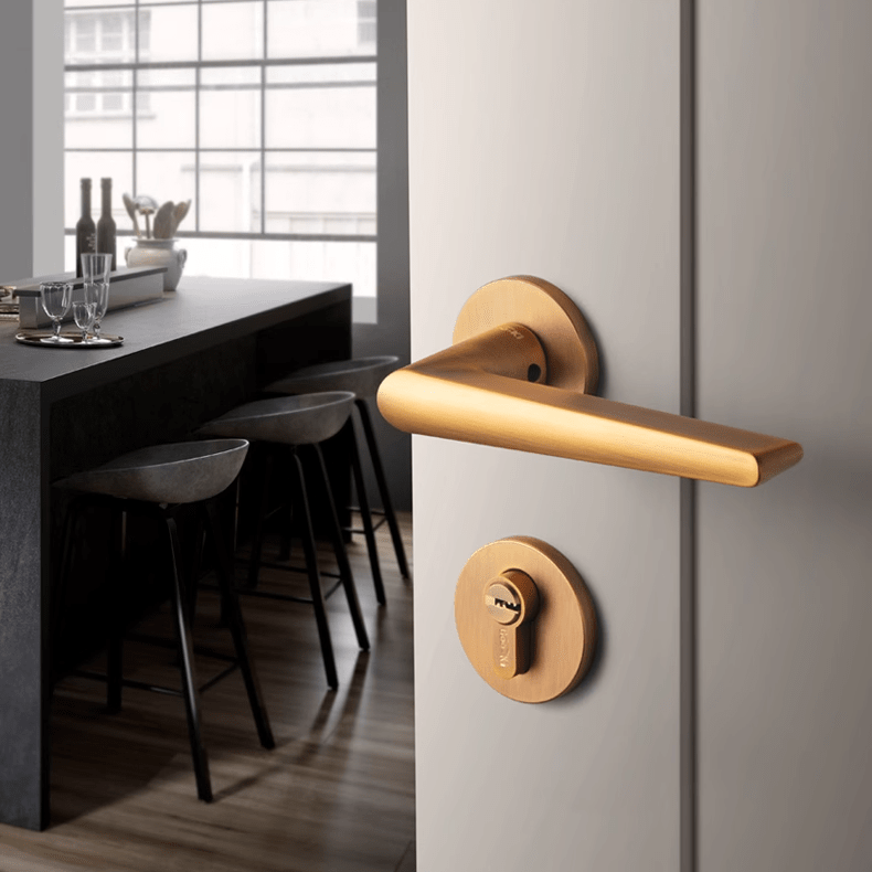 Goo-Ki Bronze Simple Universal Indoor Key Door Lock Security Door Handles