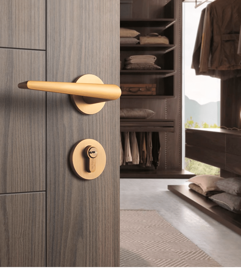 Goo-Ki Bronze Simple Universal Indoor Key Door Lock Security Door Handles