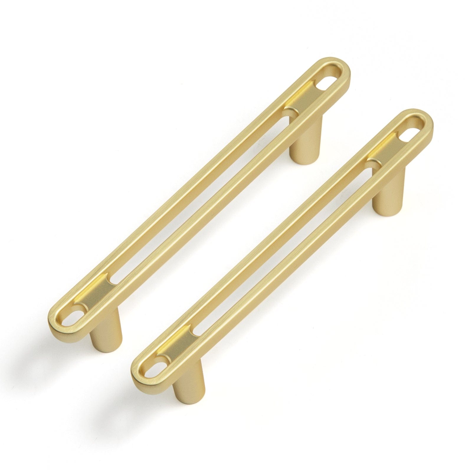 Goo-Ki Brushed Brass / 3'' Hole Center / 6 Pack Unique Design Openwork Furniture Handle Zinc Alloy Kitchen Drawer Pulls Finger Pull
