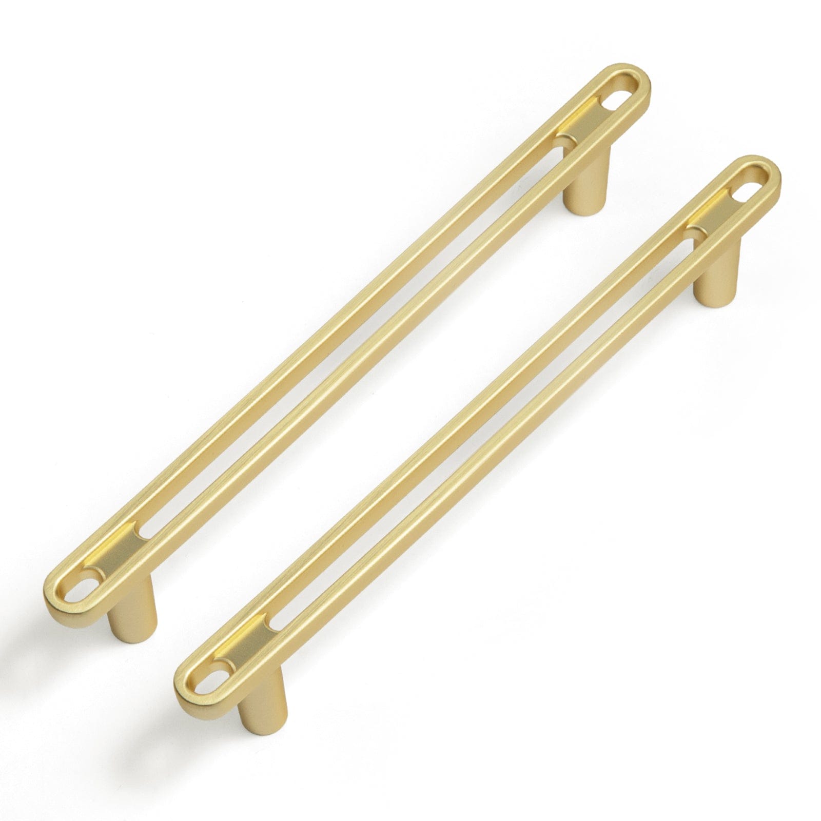 Goo-Ki Brushed Brass / 5'' Hole Center / 6 Pack Unique Design Openwork Furniture Handle Zinc Alloy Kitchen Drawer Pulls Finger Pull