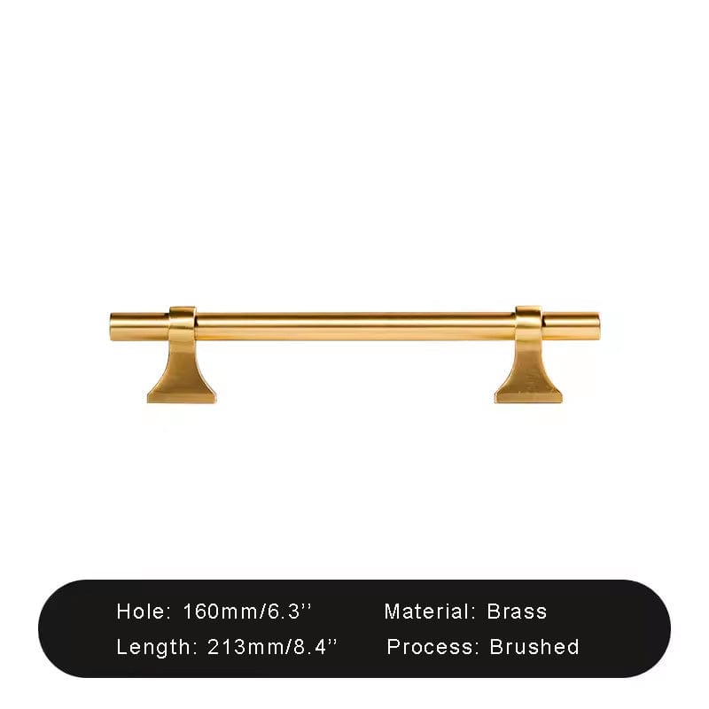 Goo-Ki Brushed Brass / 6.3'' Hole Center / 1 Pack Luxury Stain Brass Furniture Handle Solid Brass Kitchen Cabinet Pull T Bar Handle