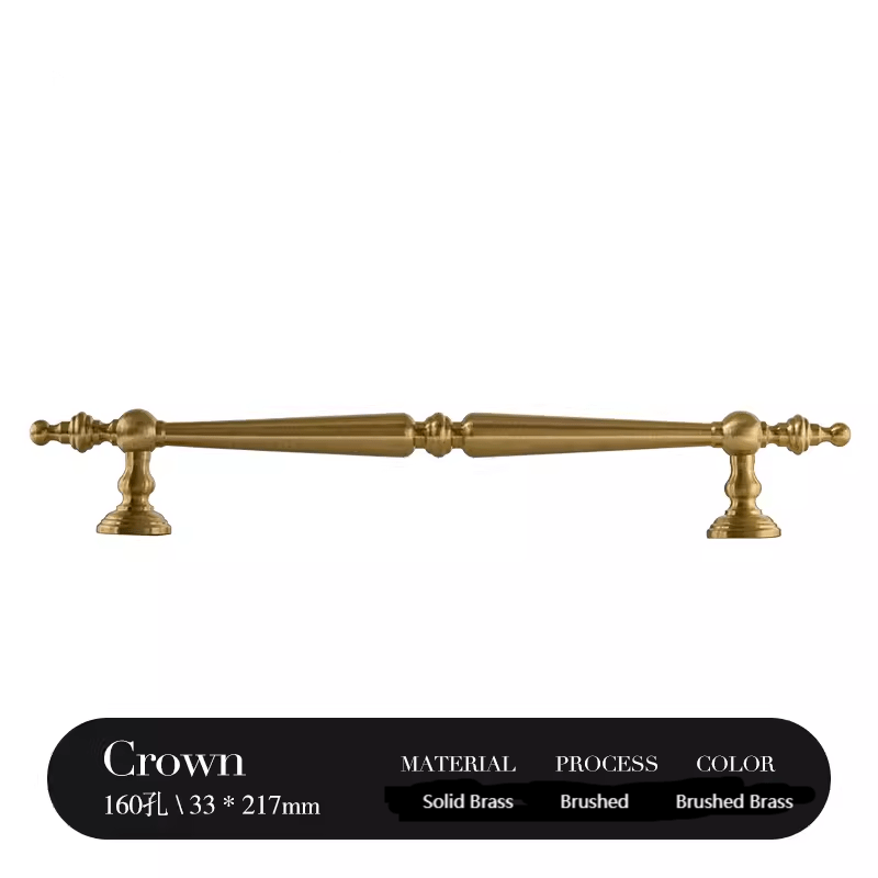 Goo-Ki Brushed Brass / 6.3'' Hole Center / 2 Pack French Brass Vintage Cabinet Handle Antique Copper Drawer Bar Pull