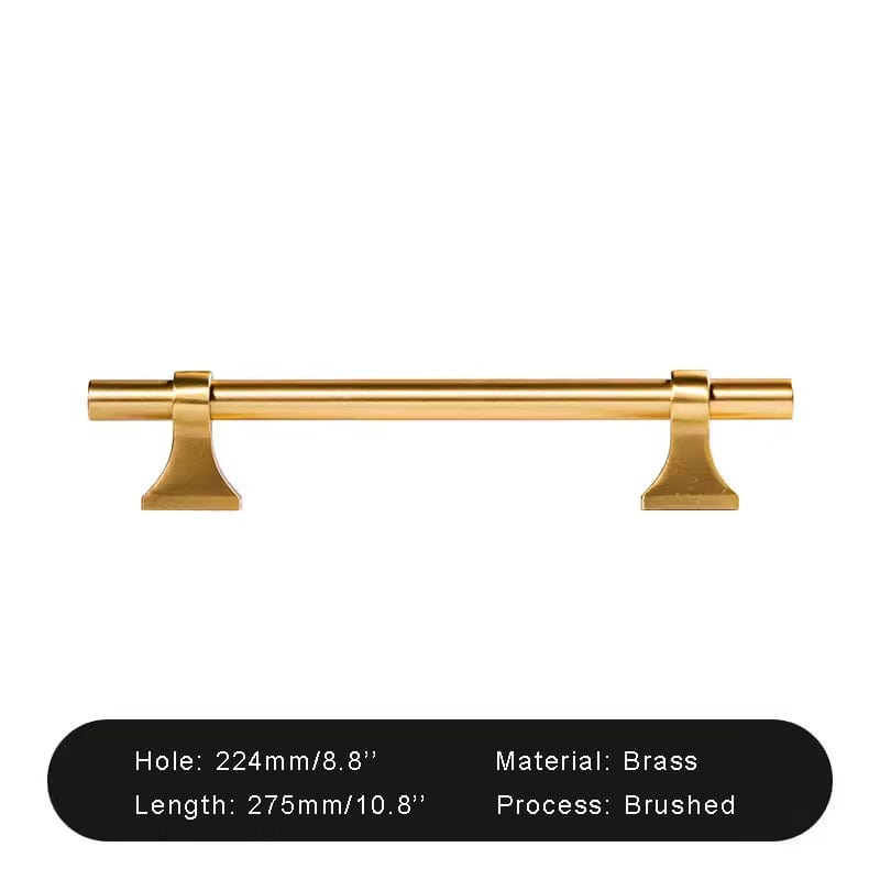 Goo-Ki Brushed Brass / 8.8'' Hole Center / 1 Pack Luxury Stain Brass Furniture Handle Solid Brass Kitchen Cabinet Pull T Bar Handle