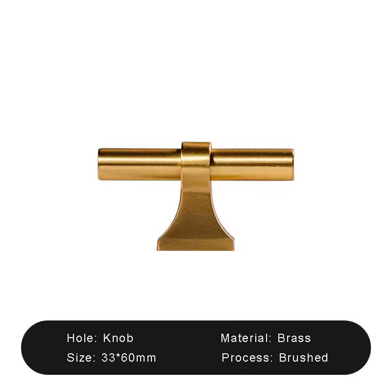 Goo-Ki Brushed Brass / Knob / 1 Pack Luxury Stain Brass Furniture Handle Solid Brass Kitchen Cabinet Pull T Bar Handle