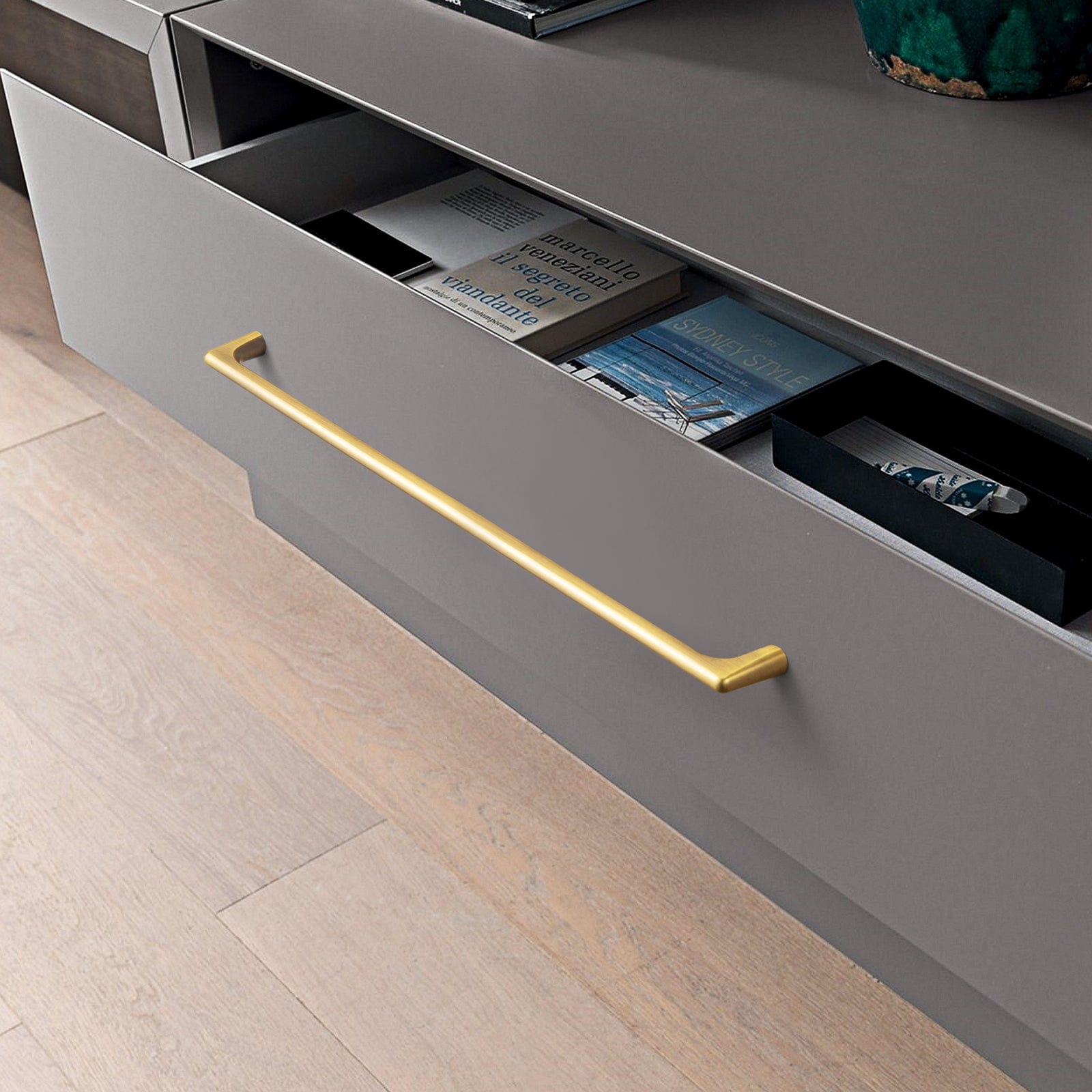 Goo-Ki Brushed Bronze Cabinet Pulls Modern Zinc Alloy Drawer Handles