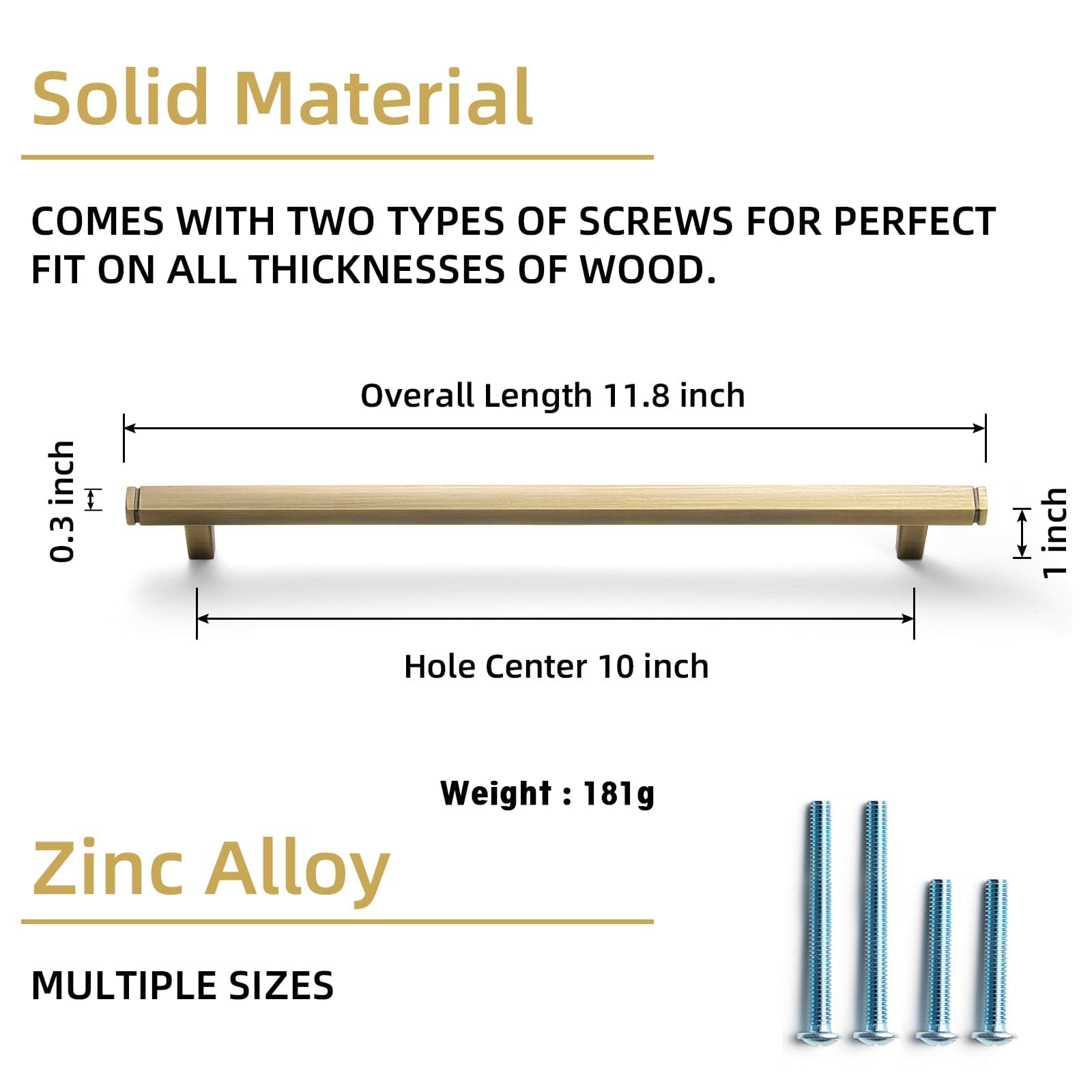 Goo-Ki Brushed Bronze Drawer Handles Modern Straight Bar Pull Solid Cabinet Pulls