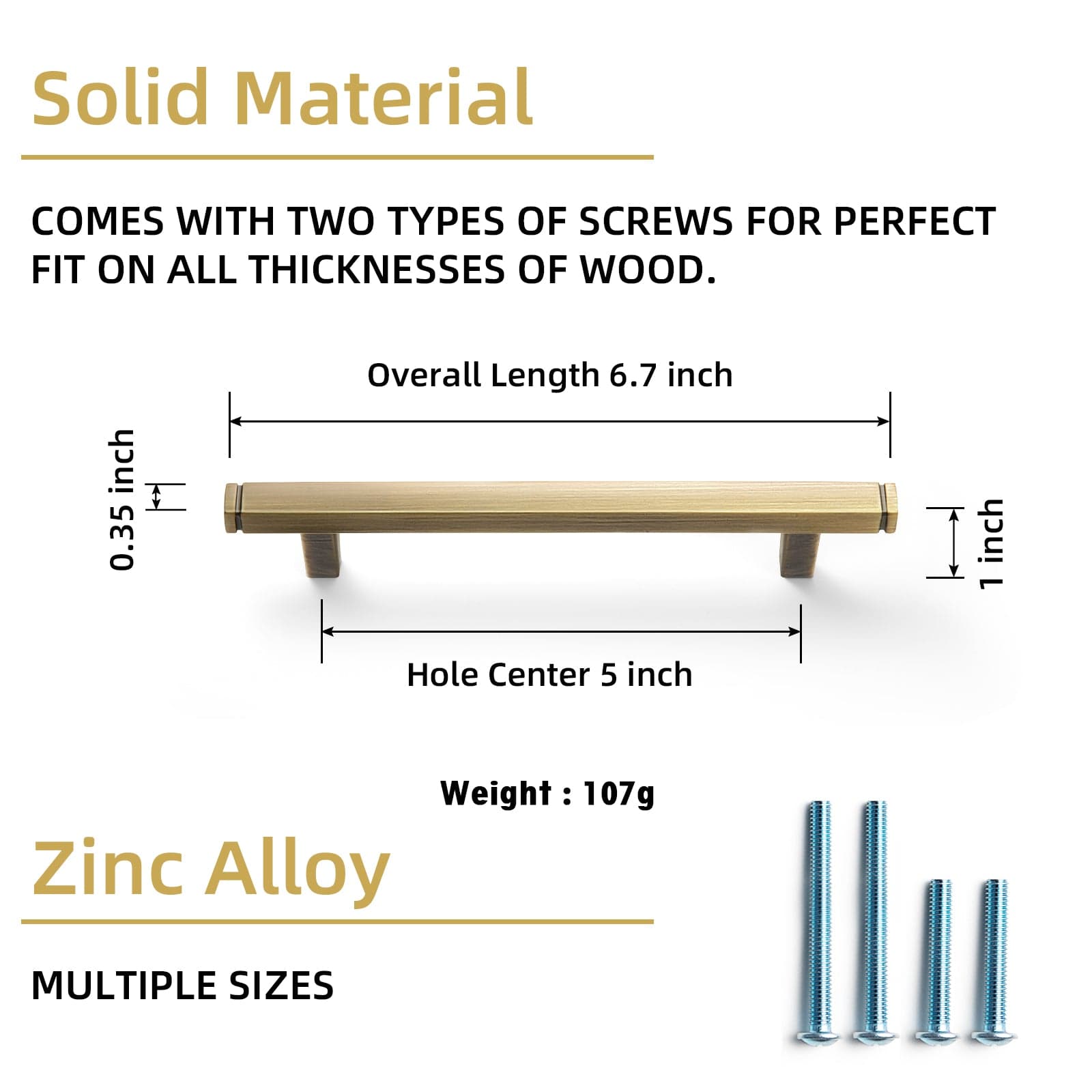 Goo-Ki Brushed Bronze Drawer Handles Modern Straight Bar Pull Solid Cabinet Pulls