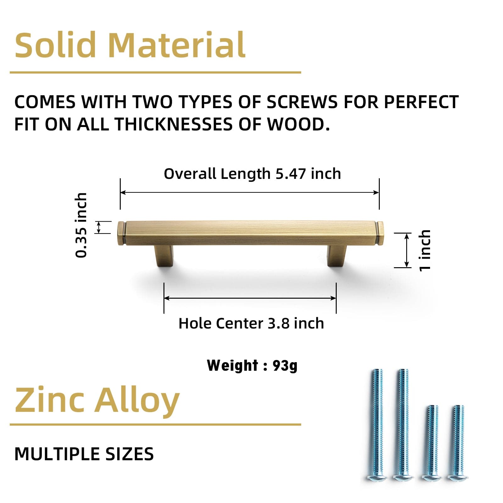 Goo-Ki Brushed Bronze Drawer Handles Modern Straight Bar Pull Solid Cabinet Pulls