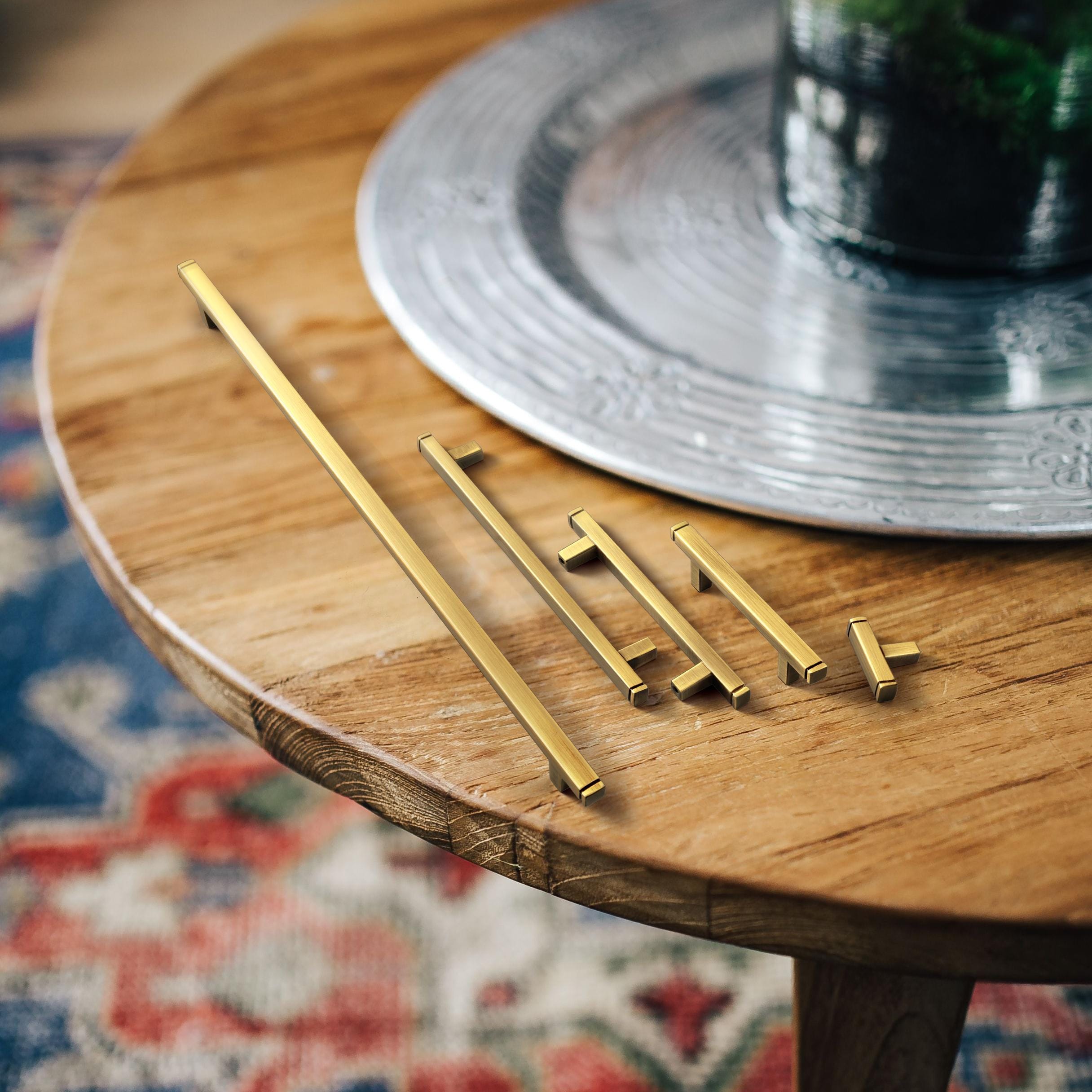 Goo-Ki Brushed Bronze Drawer Handles Modern Straight Bar Pull Solid Cabinet Pulls