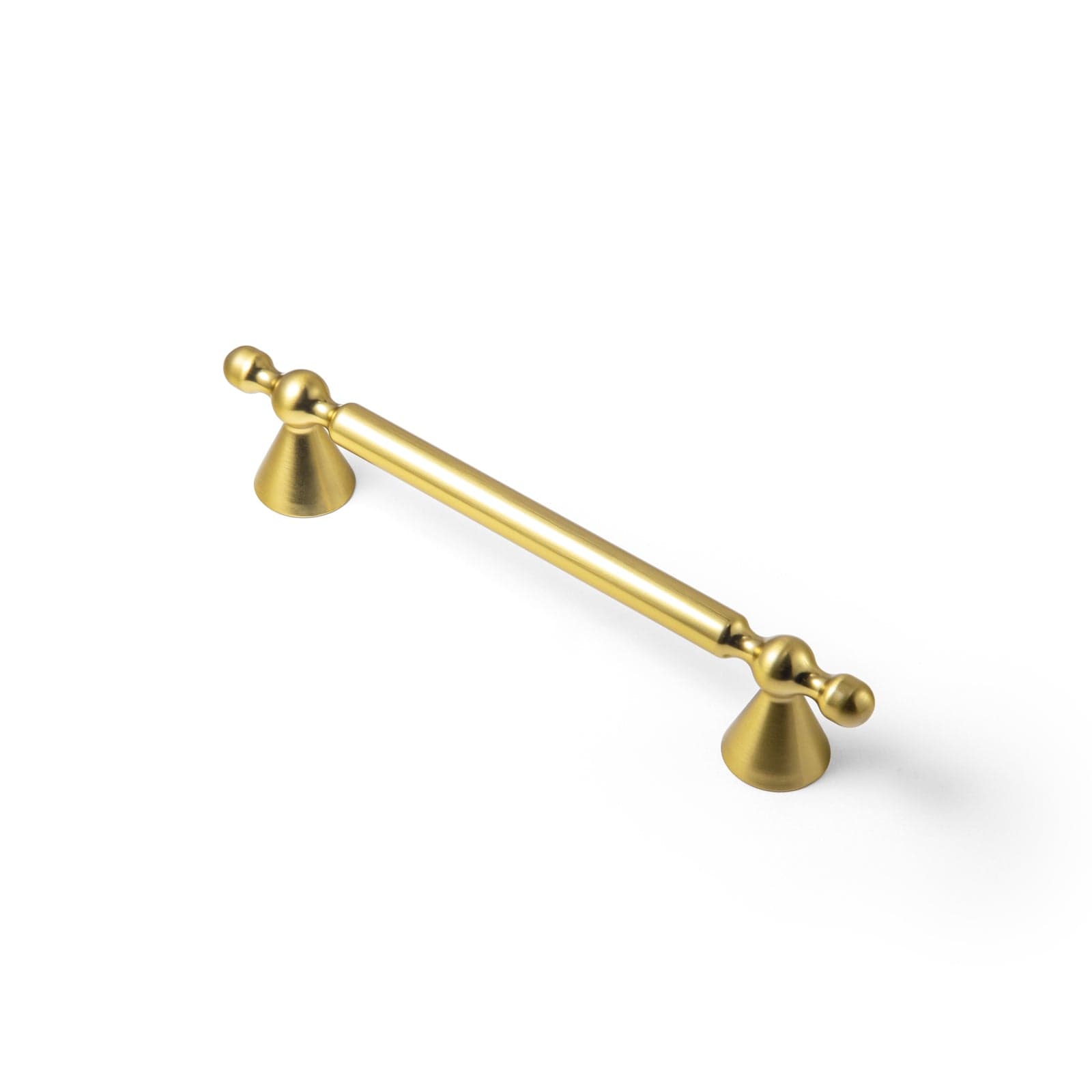 Goo-Ki Brushed Gold / 5'' Hole Center / 6 Pack Elegant Zinc Alloy Cabinet Handles - Sleek Cylindrical with Decorative Spherical Ends