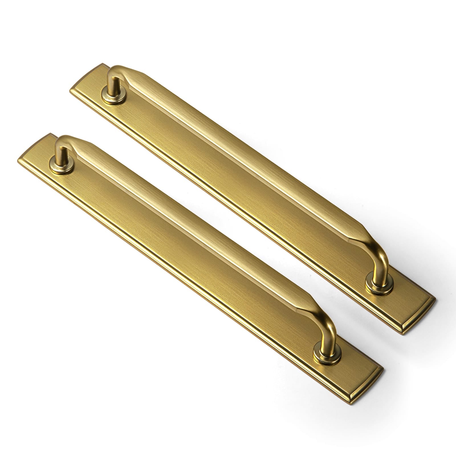 Goo-Ki Brushed Gold / G011 / 7.6'' Hole Center 2 Pack Elegant Vintage Zinc Alloy Cabinet Handles with Long Backplate, Classic Furniture Hardware for Cabinets, Wardrobes & Dressers