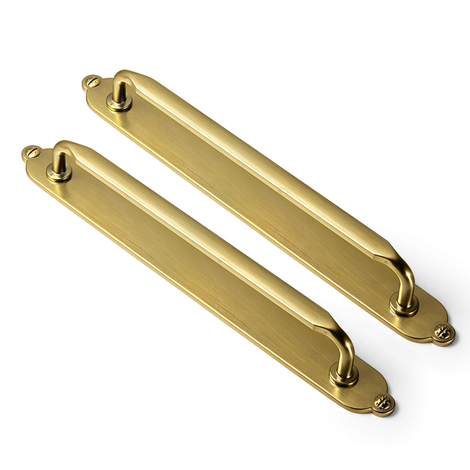 Goo-Ki Brushed Gold / G013 / 7.6'' Hole Center 2 Pack Elegant Vintage Zinc Alloy Cabinet Handles with Long Backplate, Classic Furniture Hardware for Cabinets, Wardrobes & Dressers
