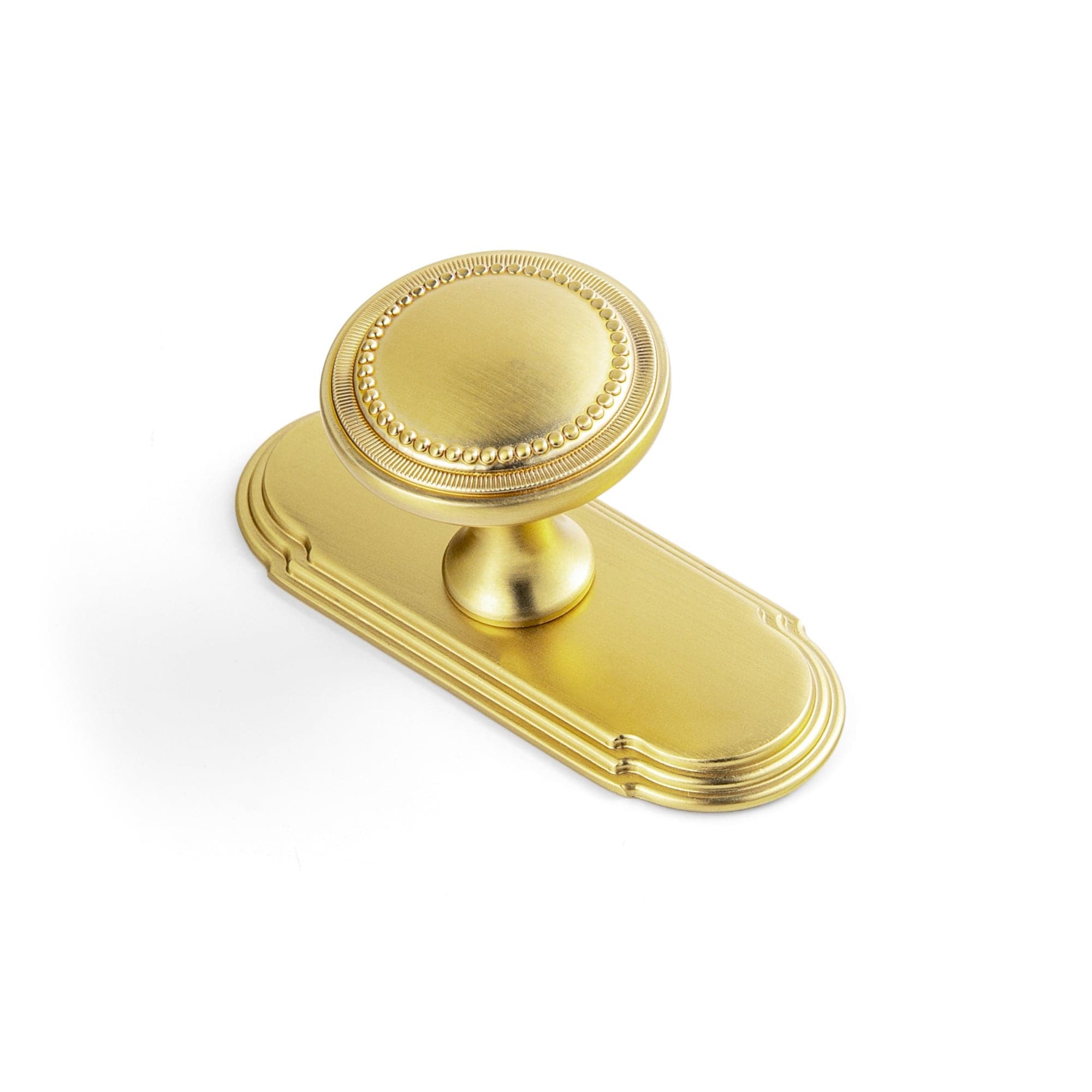 Goo-Ki Brushed Gold / G014 / 6 Pack Antique Brass Zinc Alloy Cabinet Knob with Delicate Decorative Back Plate Set
