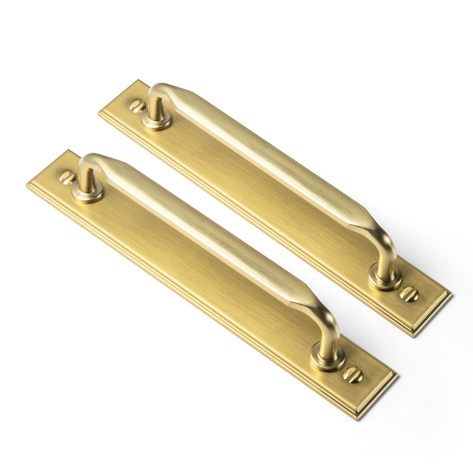 Goo-Ki Brushed Gold / G015 / 5'' Hole Center 2 Pack Elegant Vintage Zinc Alloy Cabinet Handles with Long Backplate, Classic Furniture Hardware for Cabinets, Wardrobes & Dressers
