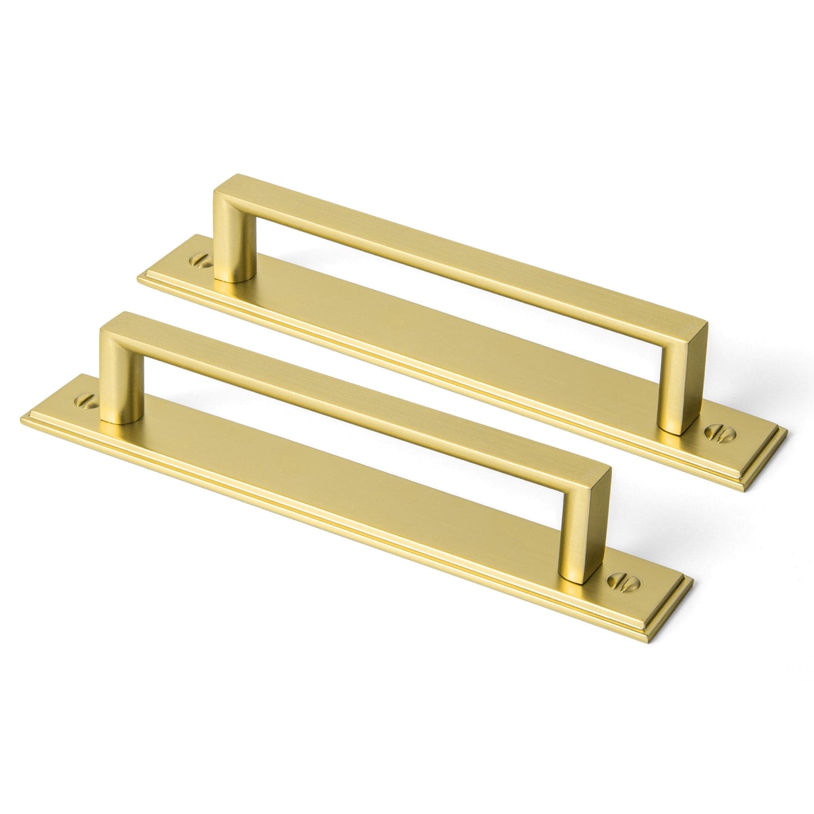 Goo-Ki Brushed Gold / G015 / 5'' Hole Center 2 Pack Long Cabinet Bar Pulls with Back Plates Solid Drawer Handles Set