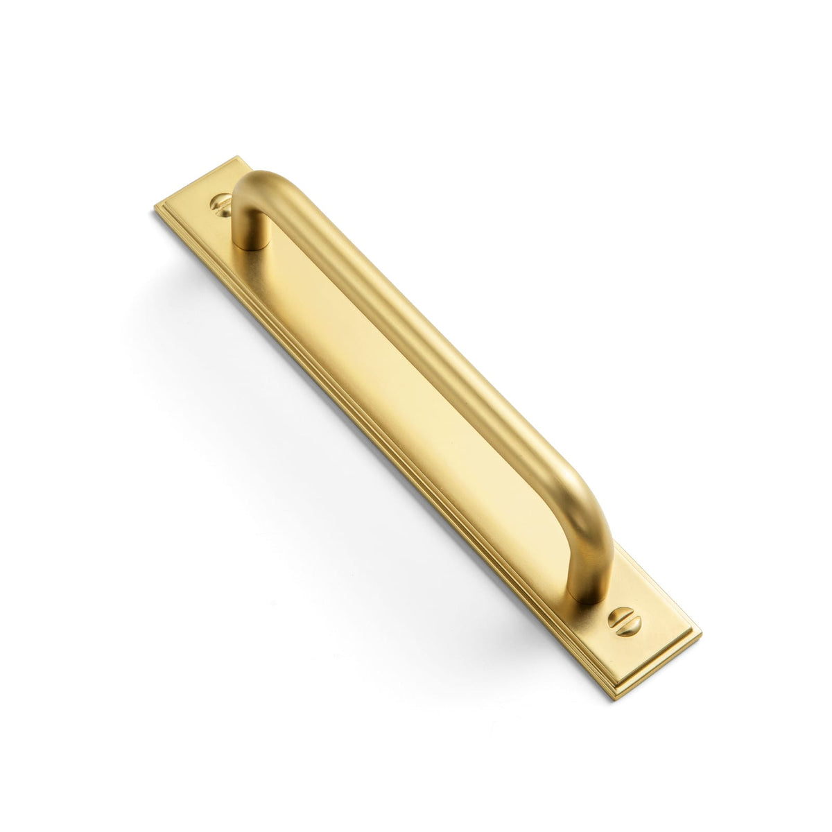 Goo-Ki Brushed Gold / G015 / 5'' Hole Center 2 Pack Modern Geometric Zinc Alloy Cabinet Pulls with Back Plate Sleek Curved Sturdy Cabinet Handles