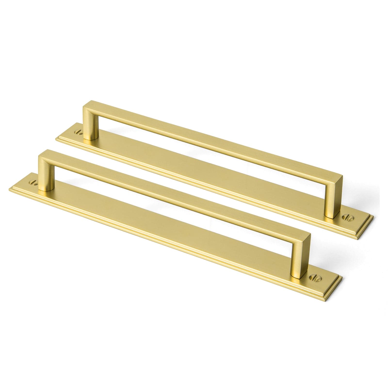 Goo-Ki Brushed Gold / G015 / 7.6'' Hole Center 2 Pack Long Cabinet Bar Pulls with Back Plates Solid Drawer Handles Set