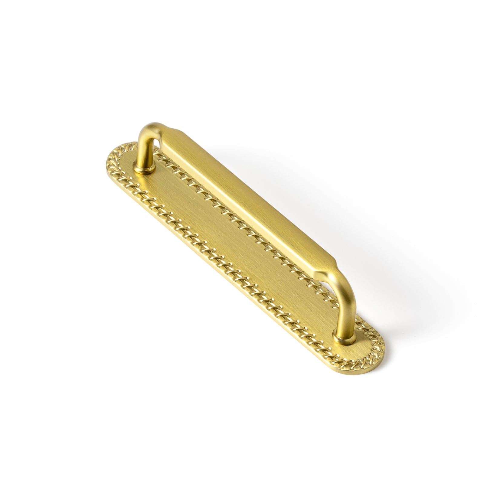 Goo-Ki Brushed Gold / G016 / 5'' Hole Center 2 Pack Antique Brass Cabinet Pulls with Back Plate Zinc Alloy Drawer Handle with Long Back Plate