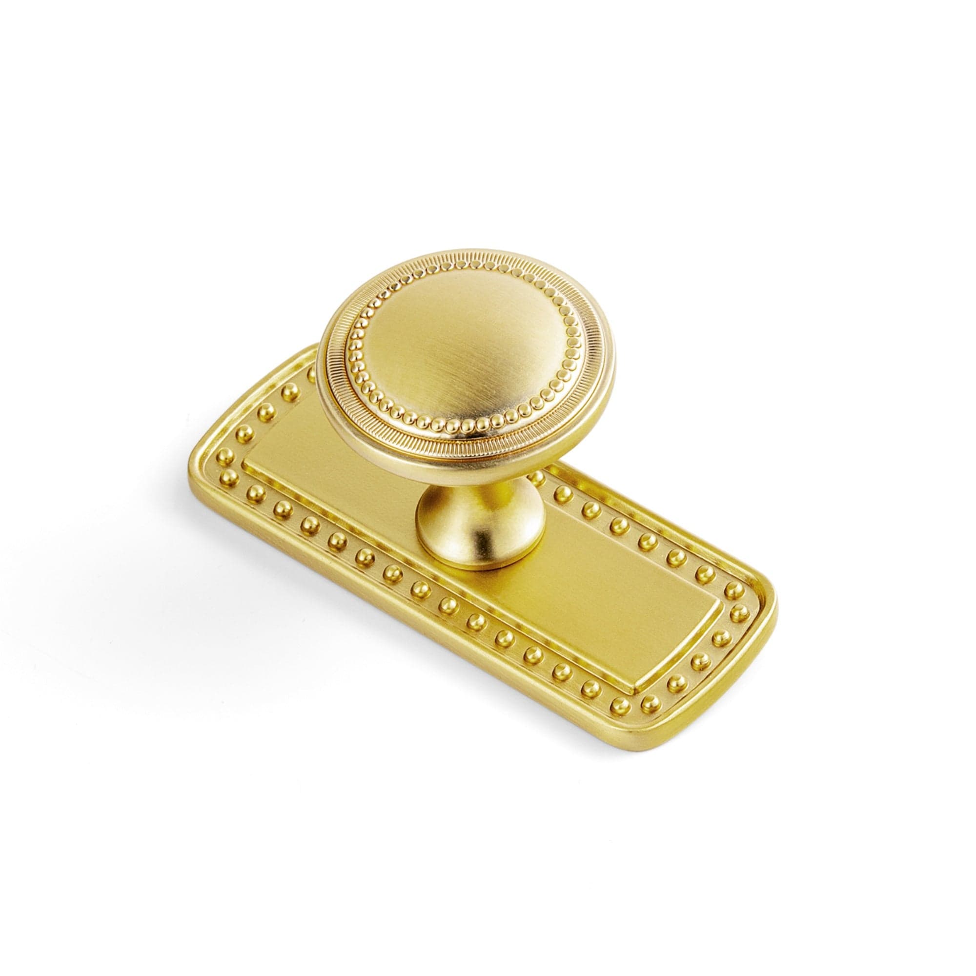 Goo-Ki Brushed Gold / G018 / 6 Pack Antique Brass Zinc Alloy Cabinet Knob with Delicate Decorative Back Plate Set