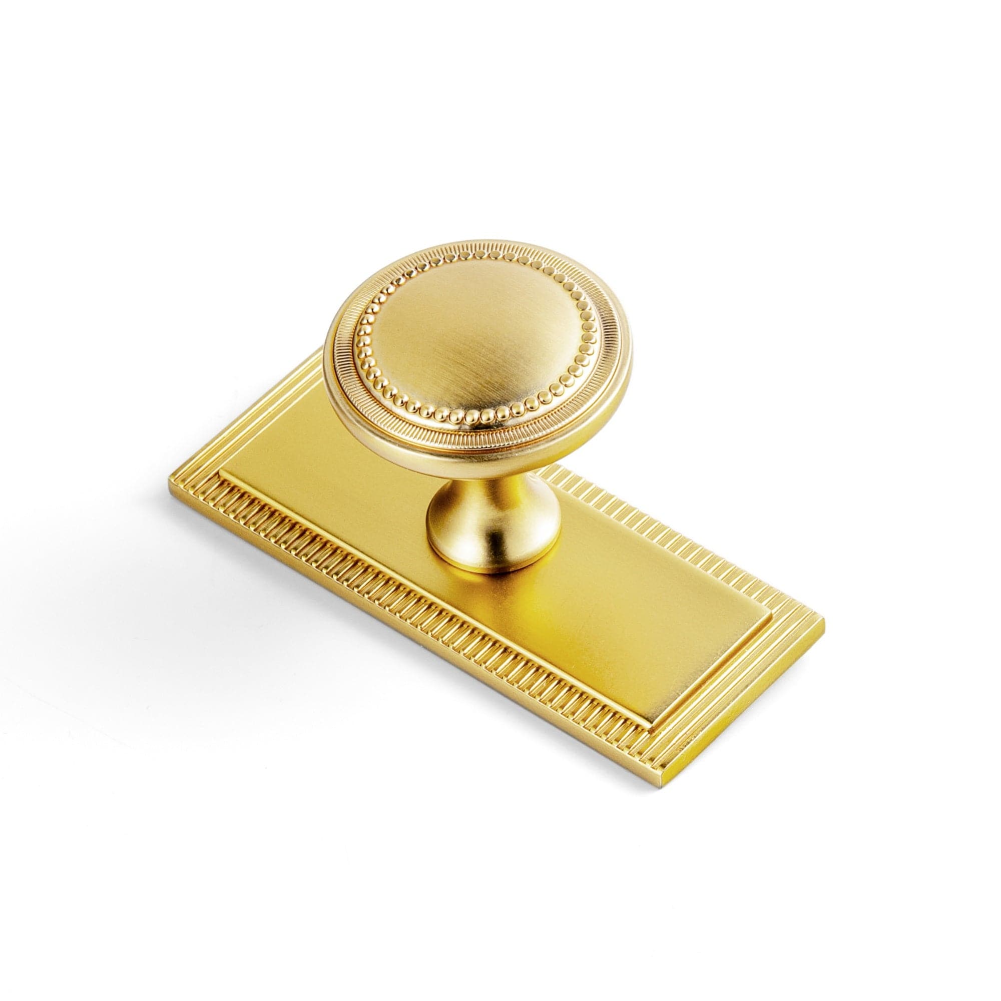 Goo-Ki Brushed Gold / G022 / 6 Pack Antique Brass Zinc Alloy Cabinet Knob with Delicate Decorative Back Plate Set
