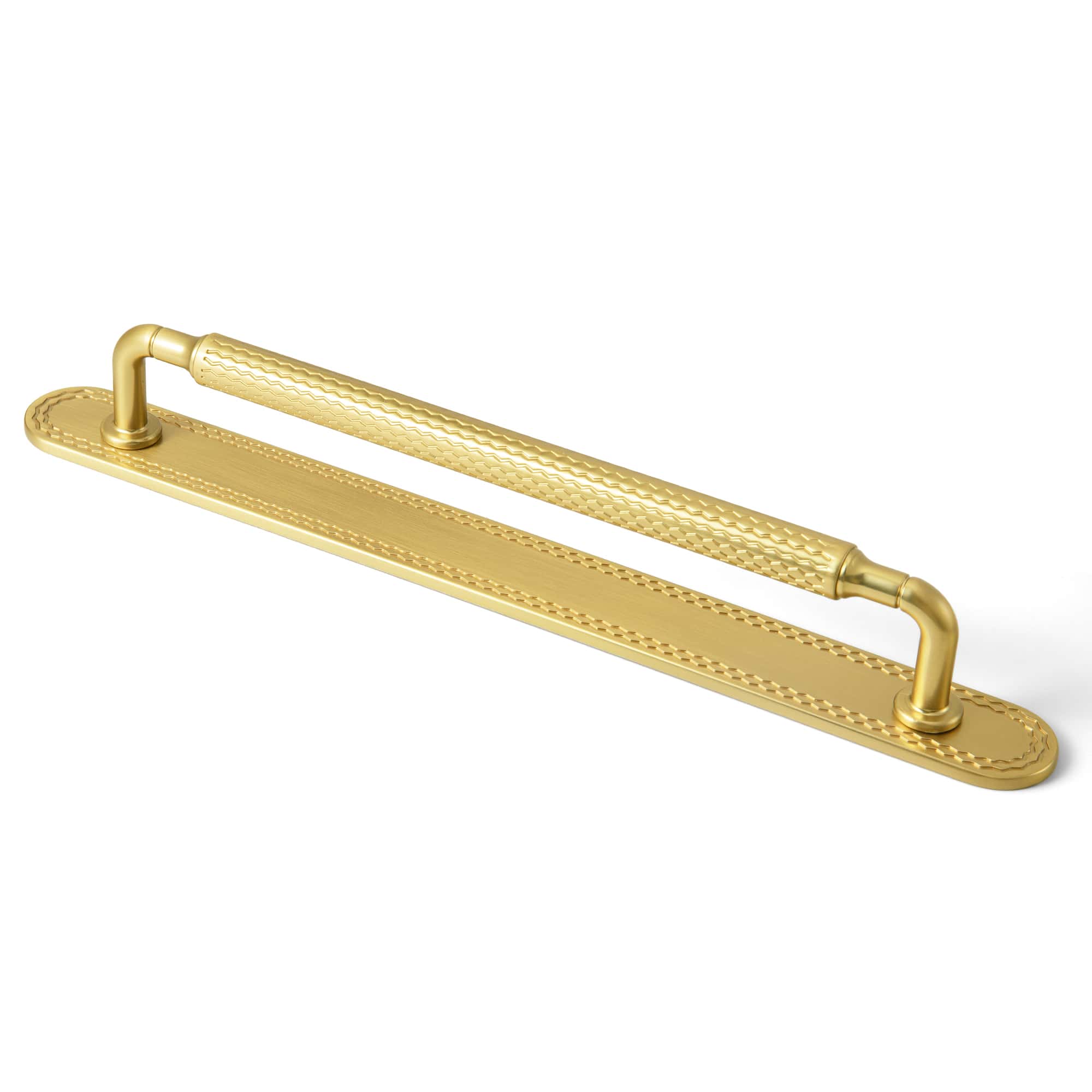 Goo-Ki Brushed Gold / J / 7.6'' Hole Center 6 Pack Retro Wave Pattern Zinc Alloy Cabinet Handles with Mounting Back Plate Durable Drawer Pulls