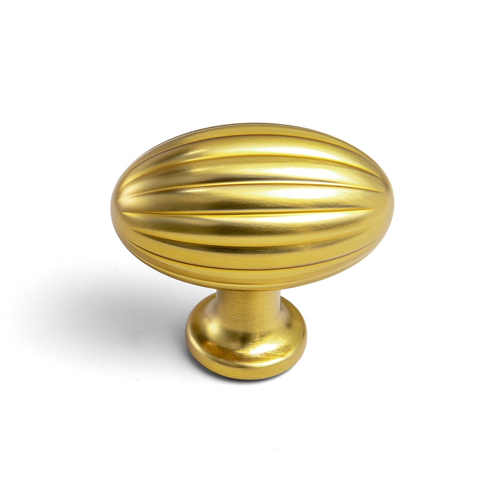 Goo-Ki Brushed Gold / Knob / 6 Pack Vintage Ribbed Oval Zinc Alloy Cabinet Knobs - Sturdy Hardware for Kitchen