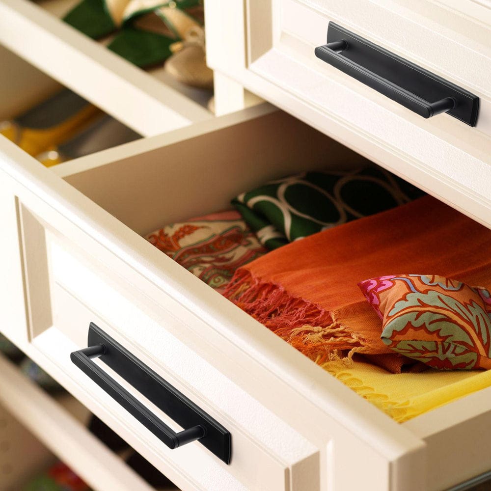 Goo-Ki Cabinet Handles with Back Plate Vintage Kitchen Drawer Pulls with Subtle Curves