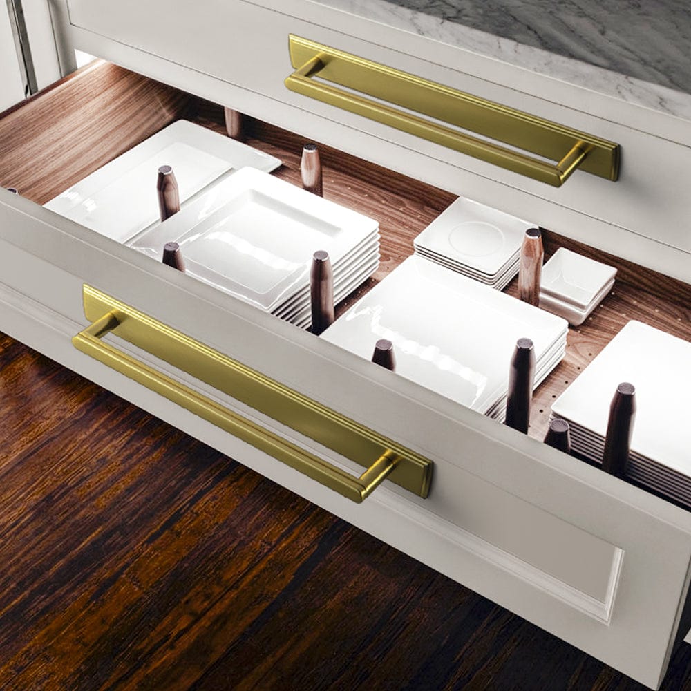 Goo-Ki Cabinet Handles with Back Plate Vintage Kitchen Drawer Pulls with Subtle Curves
