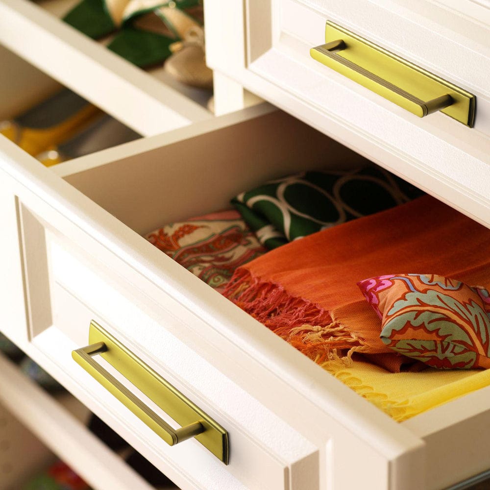 Goo-Ki Cabinet Handles with Back Plate Vintage Kitchen Drawer Pulls with Subtle Curves