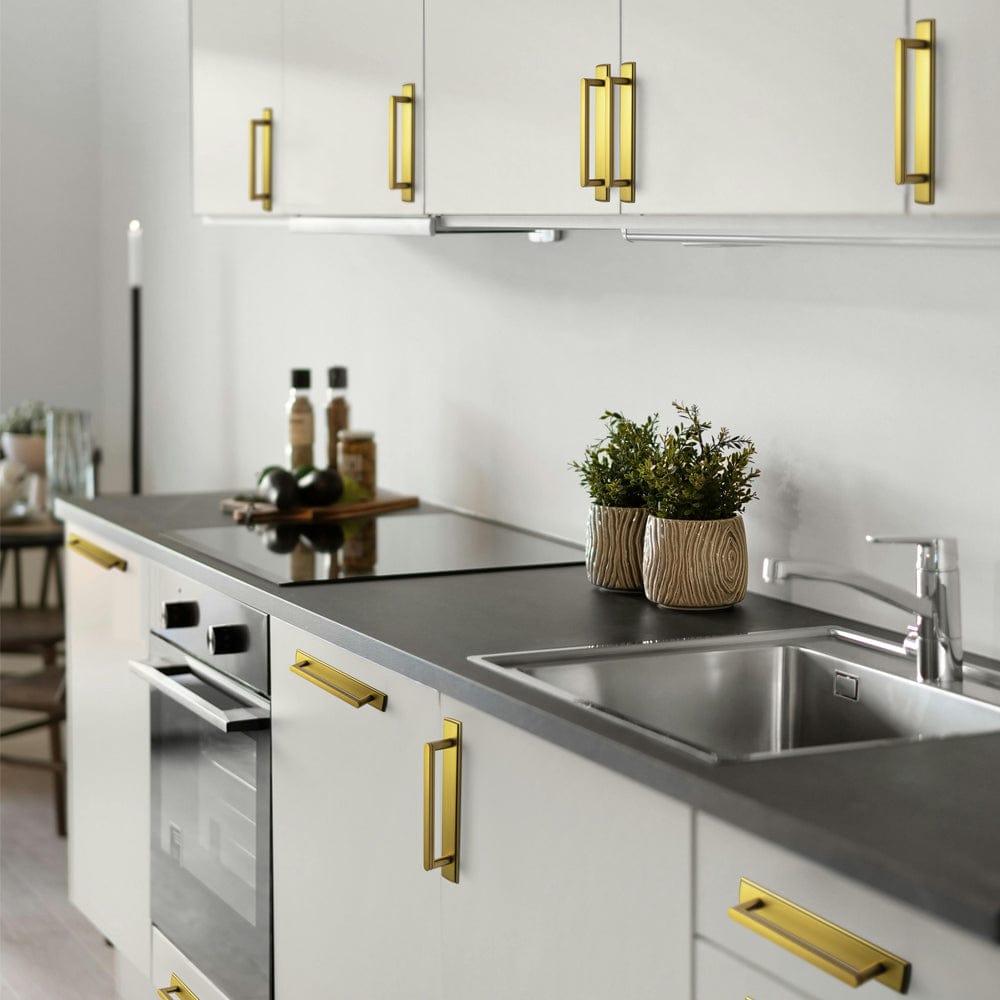 Goo-Ki Cabinet Handles with Back Plate Vintage Kitchen Drawer Pulls with Subtle Curves