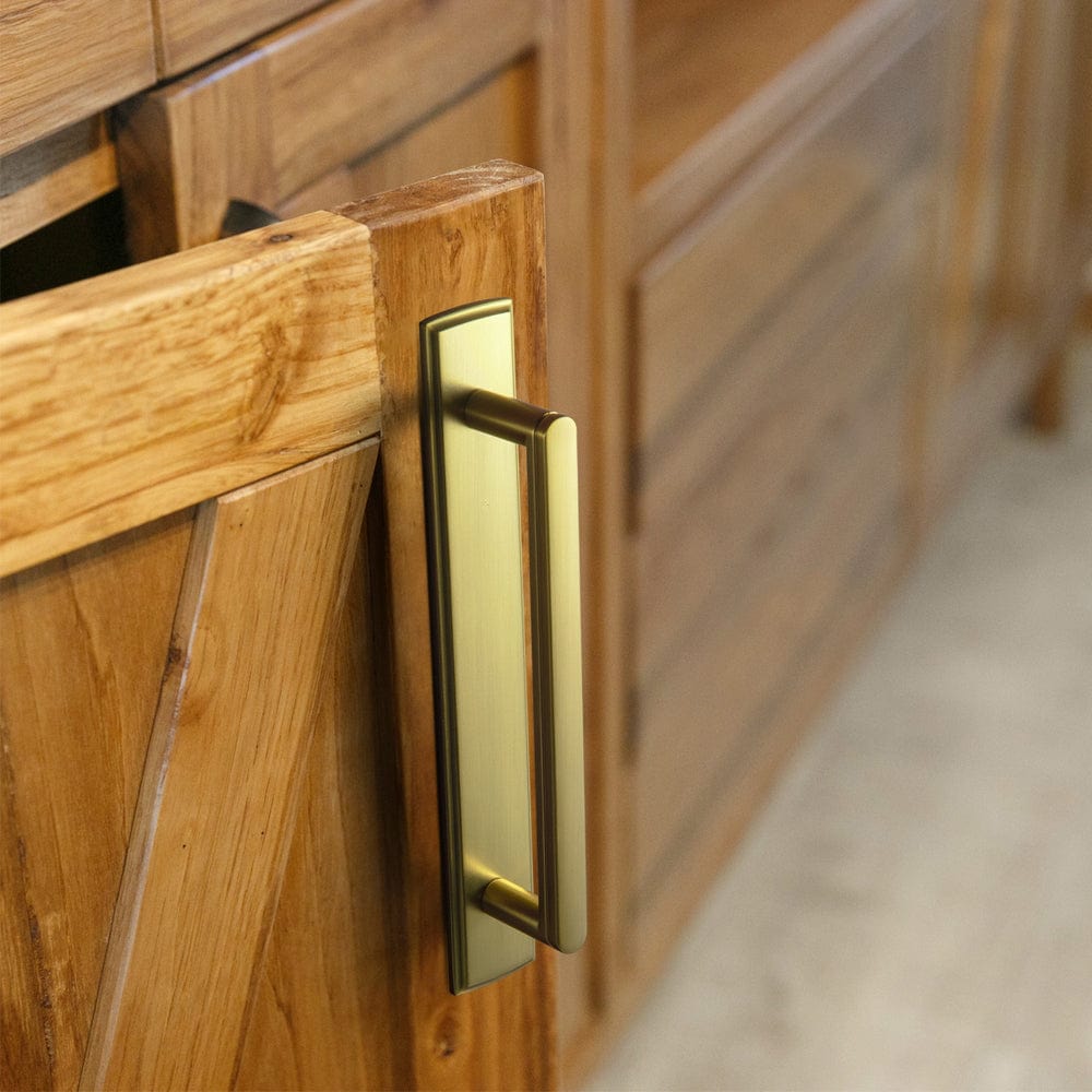 Goo-Ki Cabinet Handles with Back Plate Vintage Kitchen Drawer Pulls with Subtle Curves