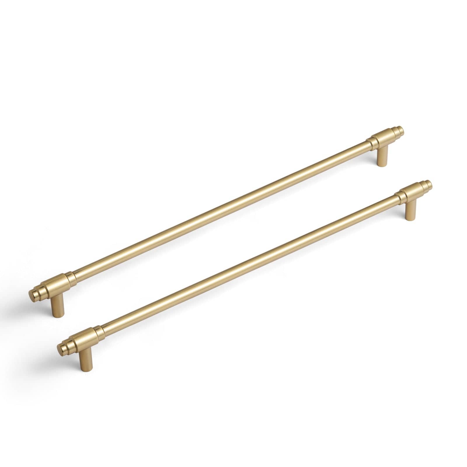 Goo-Ki Champagne Bronze / 12.6'' Hole Center / 6 Pack Vintage Brass Drawer Handles with Unique Geometric T - Shape